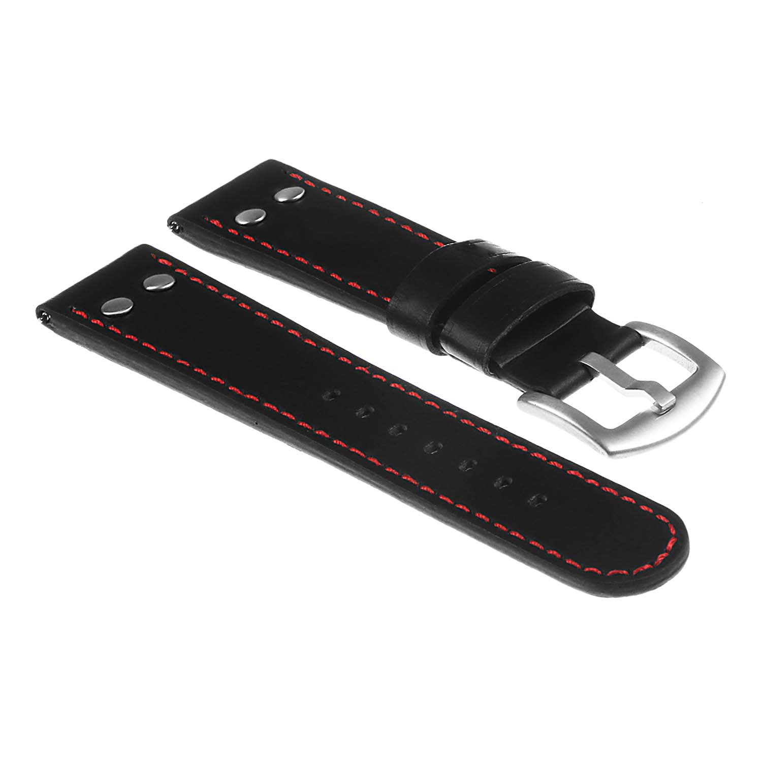DASSARI Leather Pilot 22mm Watch Band Strap for Michael Kors Bradshaw - Black & Red