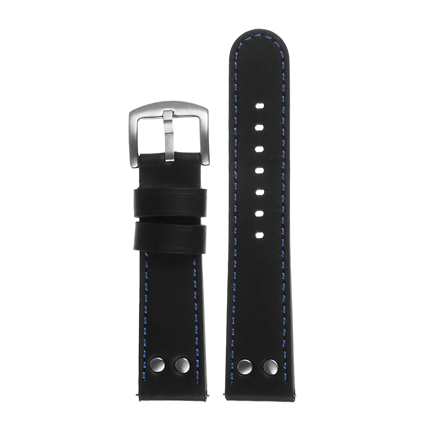 DASSARI Leather Pilot 22mm Watch Band Strap for LG G Watch W100 - Black & Blue