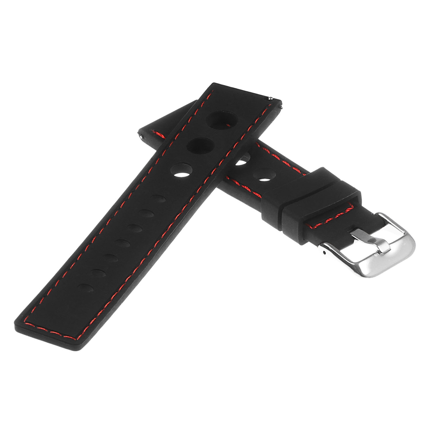 StrapsCo Silicone Rubber Rally Watch Band Strap for Diesel On Full Guard - Black & Red
