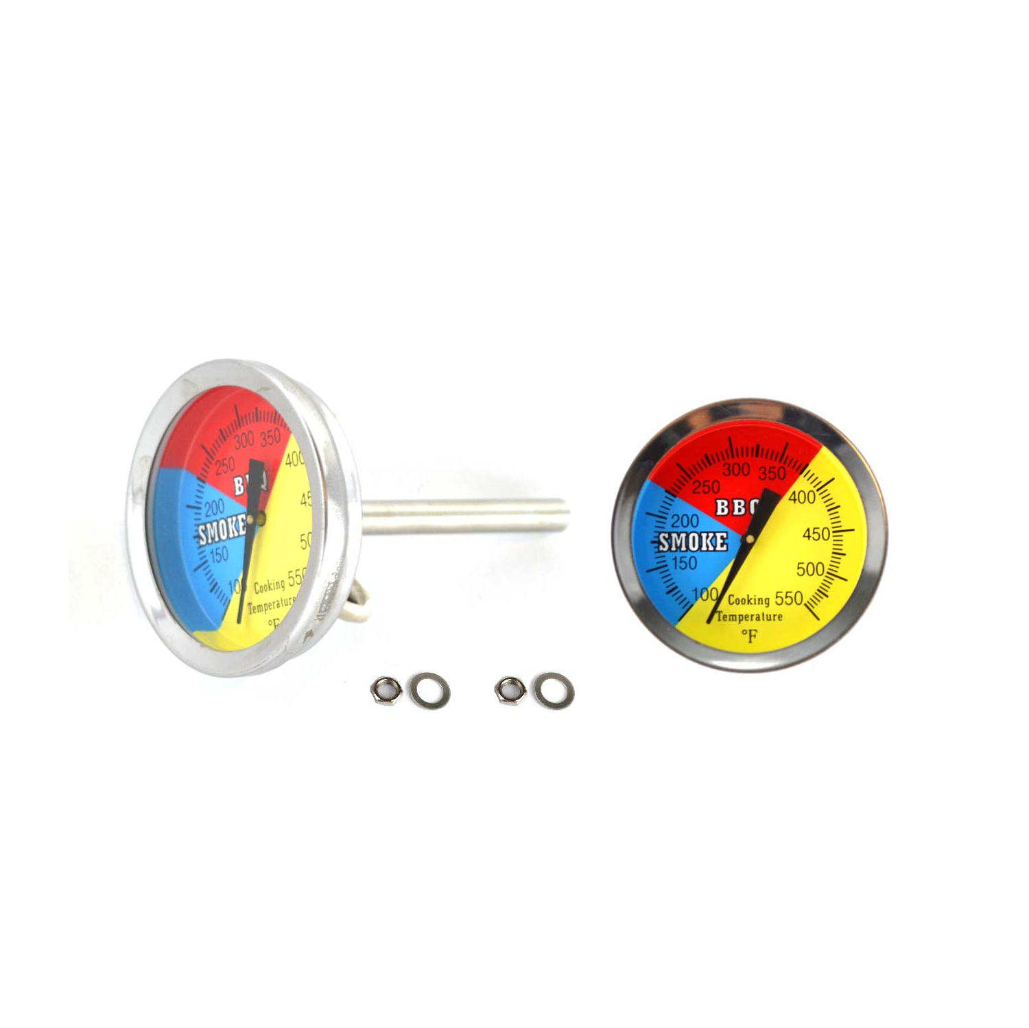 Paquet de 2, thermomètre à barbecue au charbon de 475 F, thermomètre à 2.5 tiges, acier inoxydable, pour barbecue