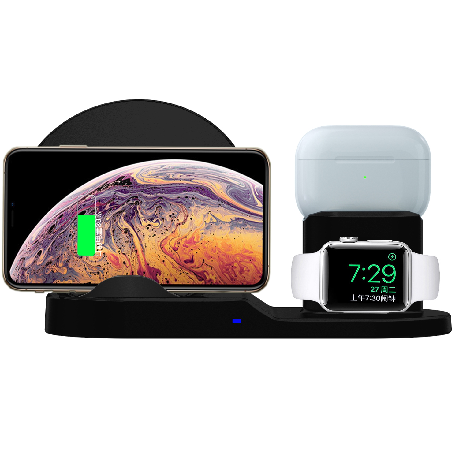 Stimula Lifestyle 3 in 1 Wireless Smartphone, Ultra Fast Apple Watch Airpods  2nd 3rd & Airpods Pro 1st & 2nd Generation, iPhone 12 13 14 15 Samsung  Charger Stand 10W - Black