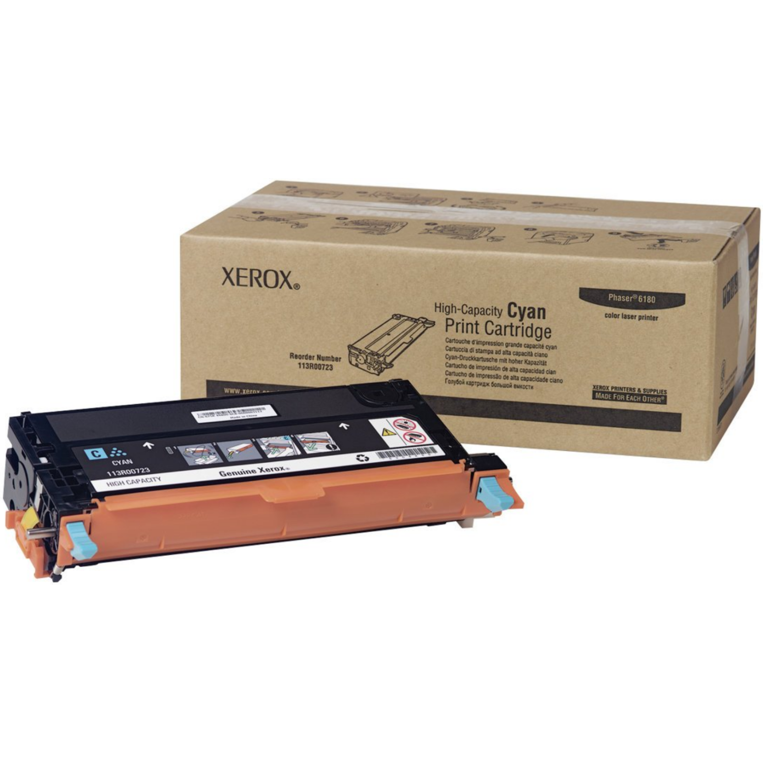 Xerox 113R00723 Original Cyan High-Capacity Print Cartridge for Phaser 6180 Series
