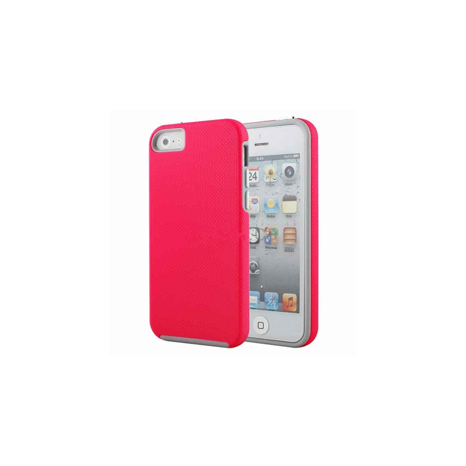 【CSmart】 Slim Fitted Hybrid Hard PC Shell Shockproof Scratch Resistant Case Cover for iPhone 5 / 5S / SE, Hot Pink