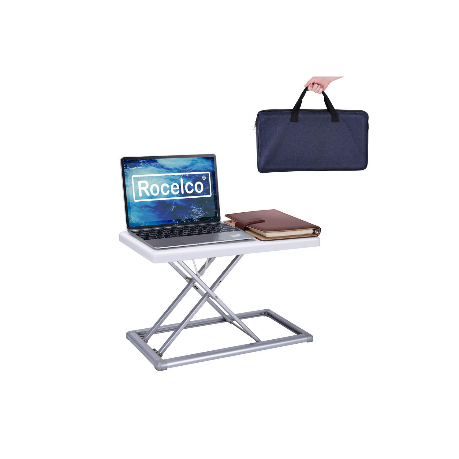 Rocelco 19" Portable Desk Riser | Height Adjustable Travel Standing Desk Converter | Premium Compact Sit Stand Up Laptop Risin
