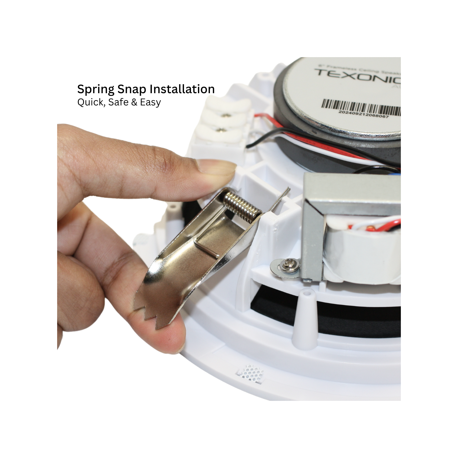 6" 70V Trim-less Commercial In-Ceiling Speakers Package with Spring Clamp Installation for Background Music System