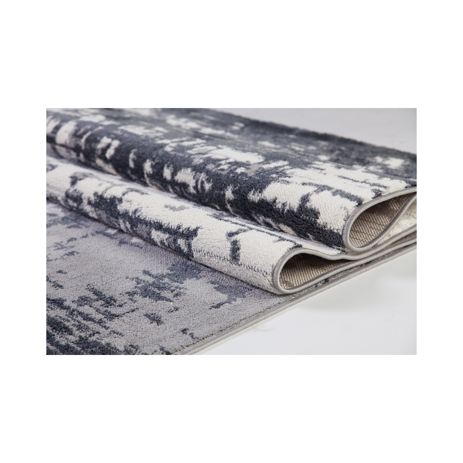 Ladole Rugs Durable Mississauga Turkish Area Rug Carpet in Grey-Cream, 5x7