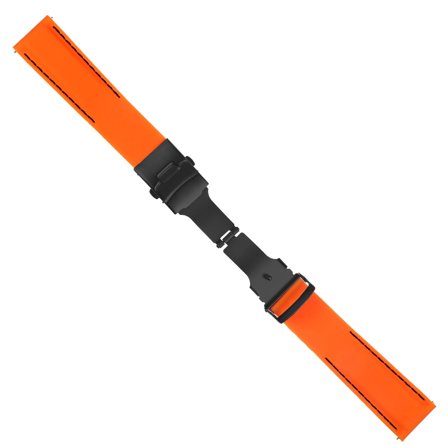 StrapsCo Silicone Rubber 20mm Watch Band with Deployant Clasp for Samsung Galaxy Watch 42mm - Orange & Black