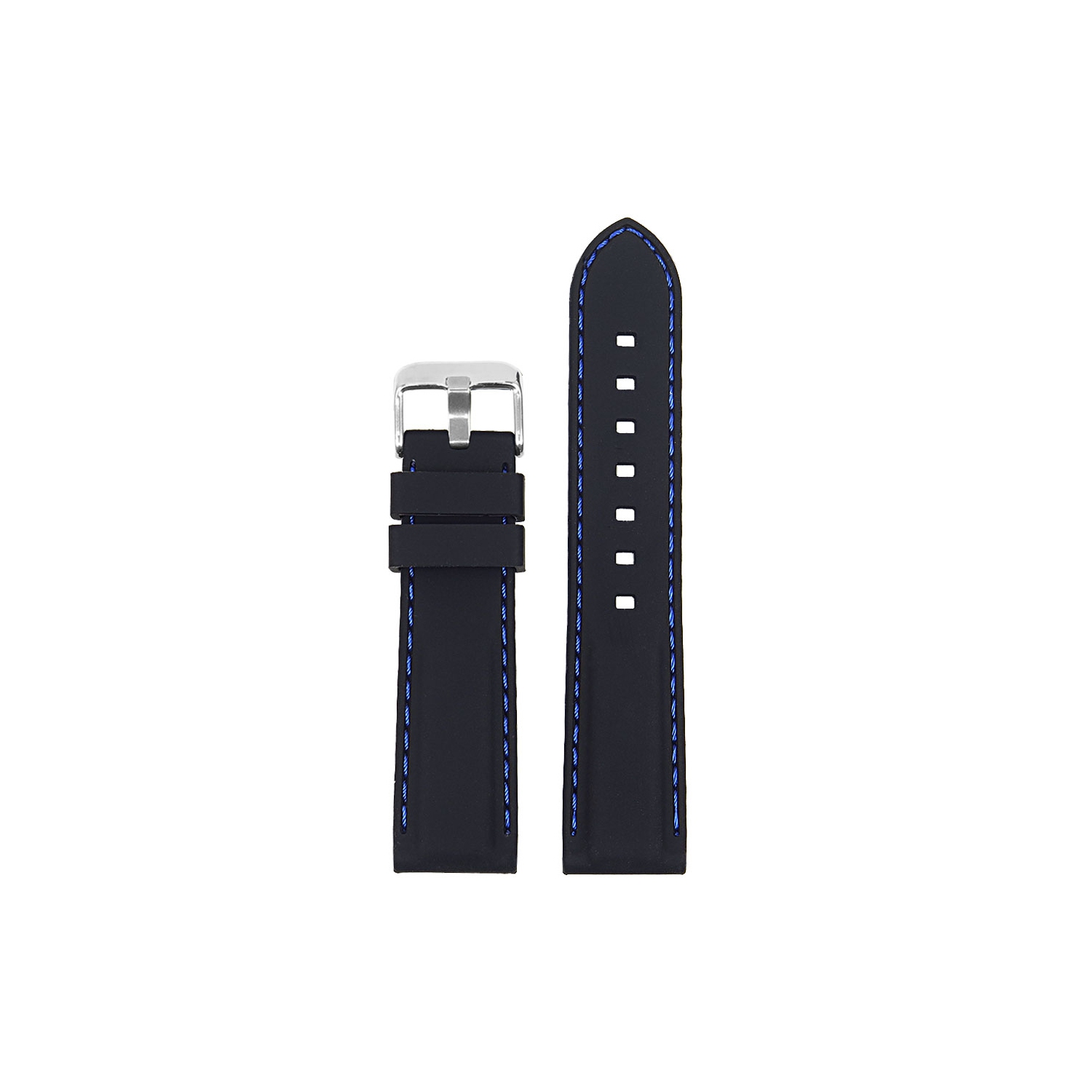 StrapsCo Silicone Rubber 20mm Watch Band Strap with Stitching for Samsung Galaxy Watch 42mm - Black & Blue