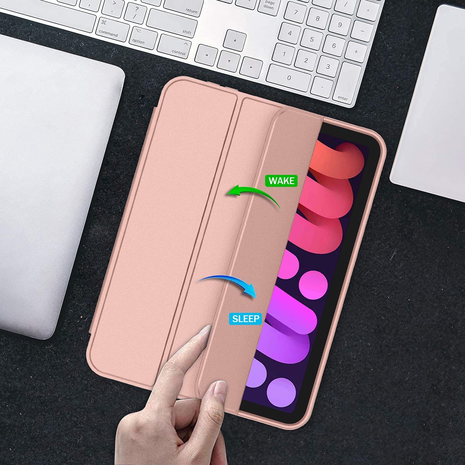 【CSmart】 Slim Magnetic Smart Cover Stand Case & Pencil Holder for iPad 10.2" 7th 8th 9th Gen., Rose Gold