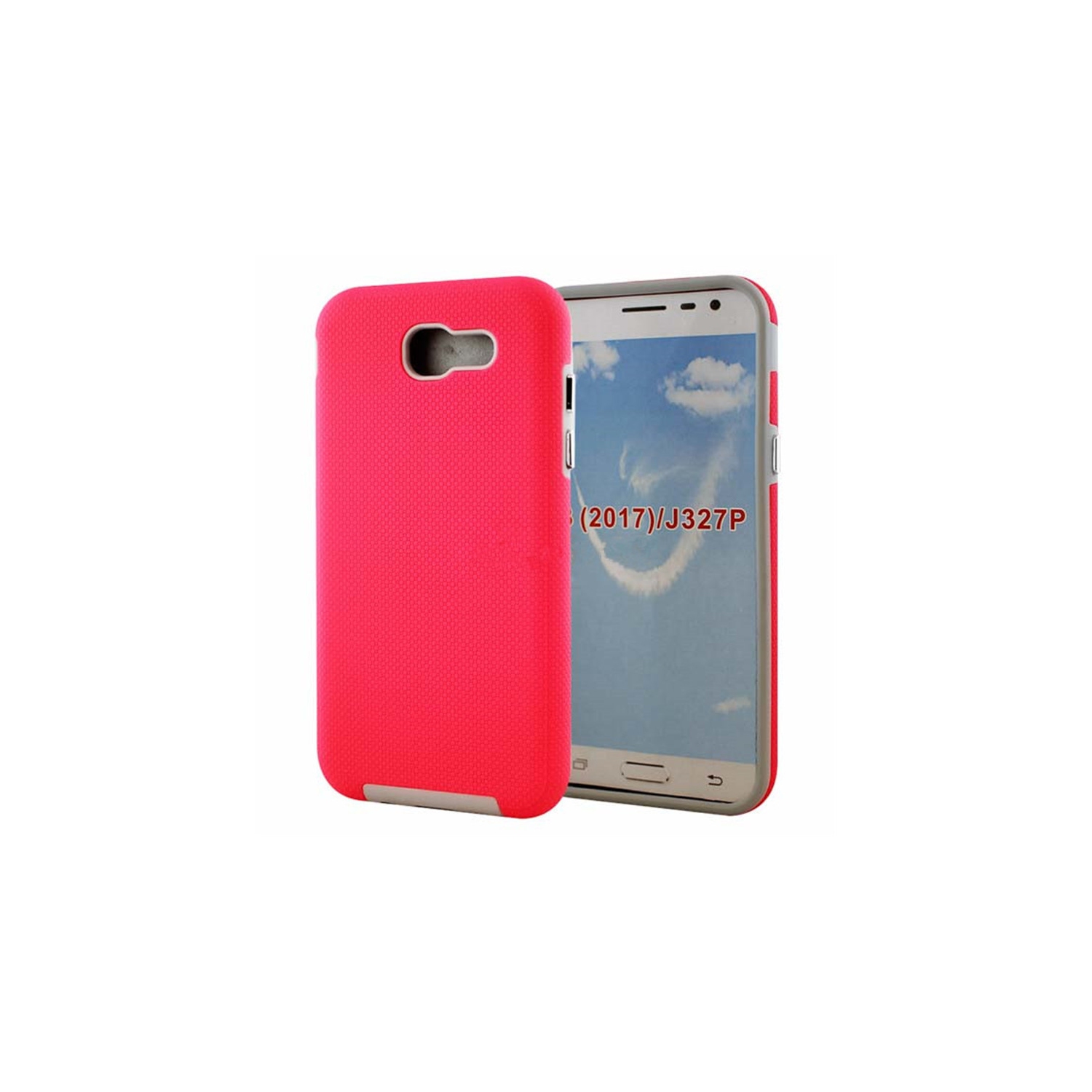 【CSmart】 Slim Fitted Hybrid Hard PC Shell Shockproof Scratch Resistant Case Cover for Samsung Galaxy J3 Prime 2017, Hot Pink