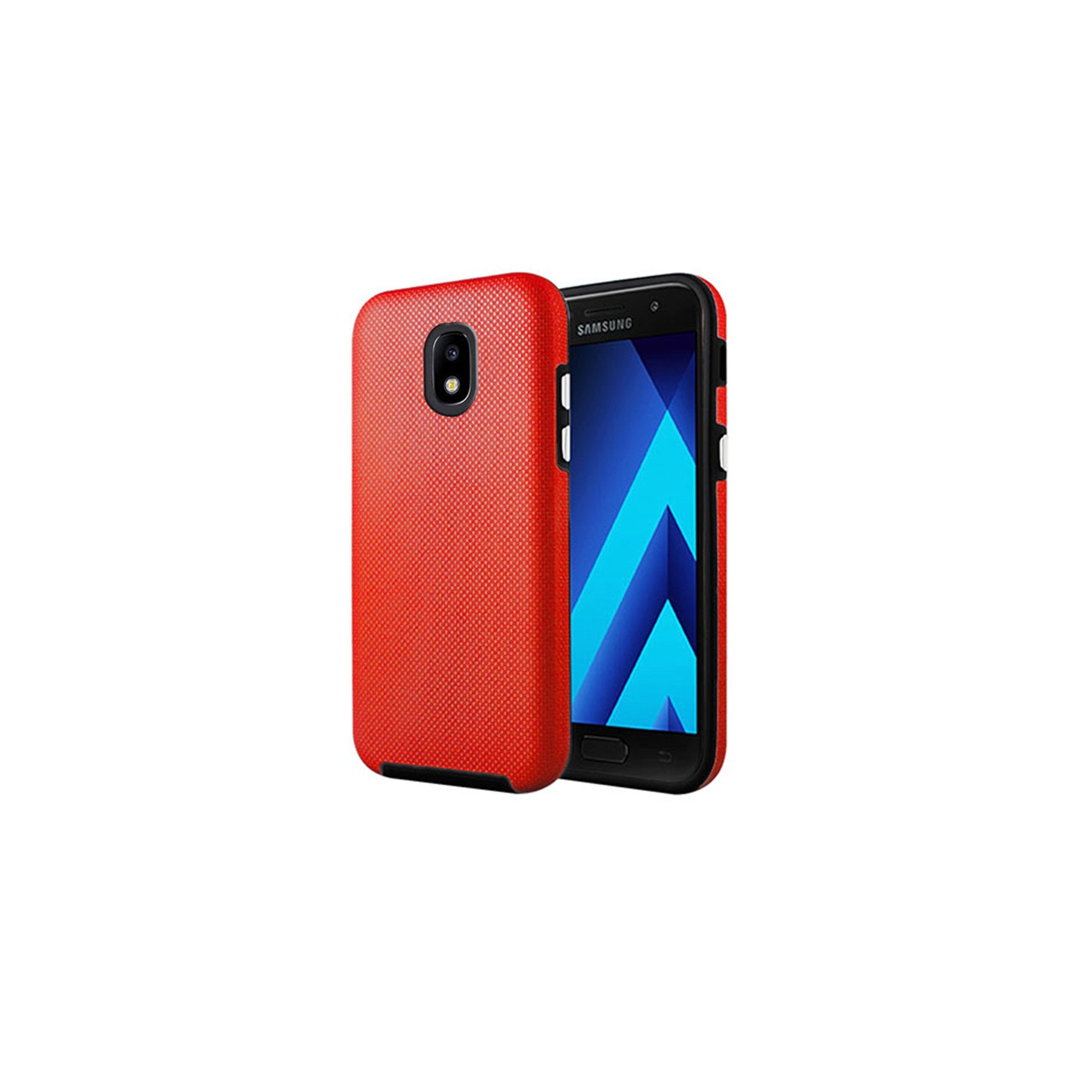 【CSmart】 Slim Fitted Hybrid Hard PC Shell Shockproof Scratch Resistant Case Cover for Samsung Galaxy J3 2018, Red