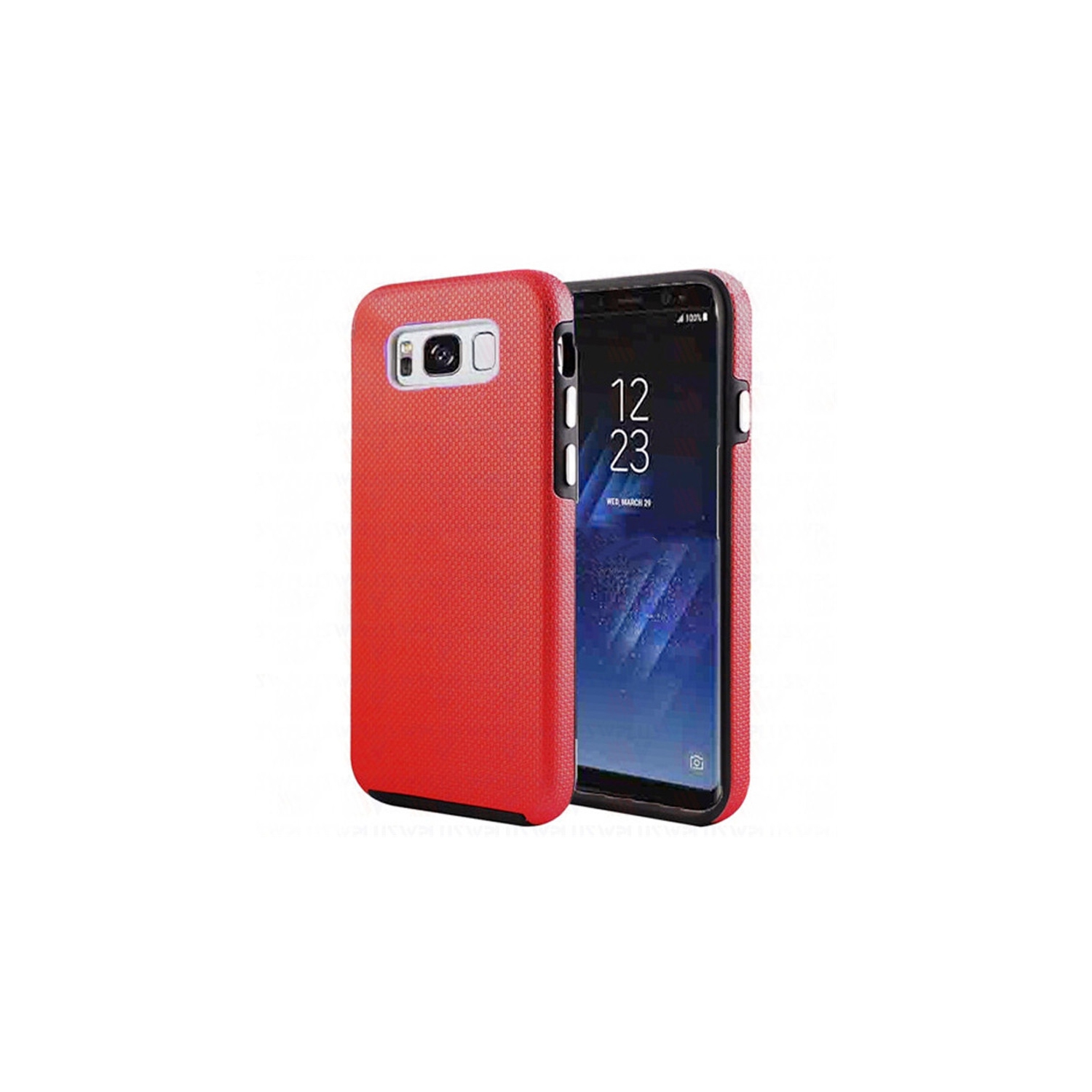 【CSmart】 Slim Fitted Hybrid Hard PC Shell Shockproof Scratch Resistant Case Cover for Samsung Galaxy S8, Red