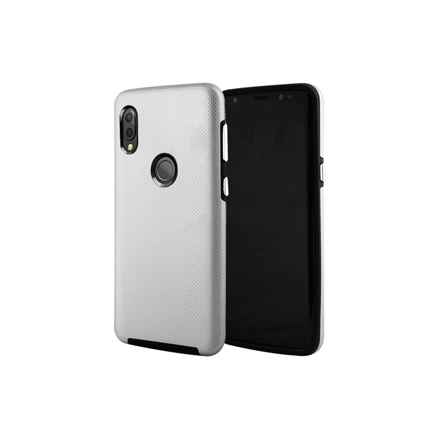 Étuis Coque rigide hybride ajustée et résistante aux chocs et aux rayures pour Samsung Galaxy A20, argent