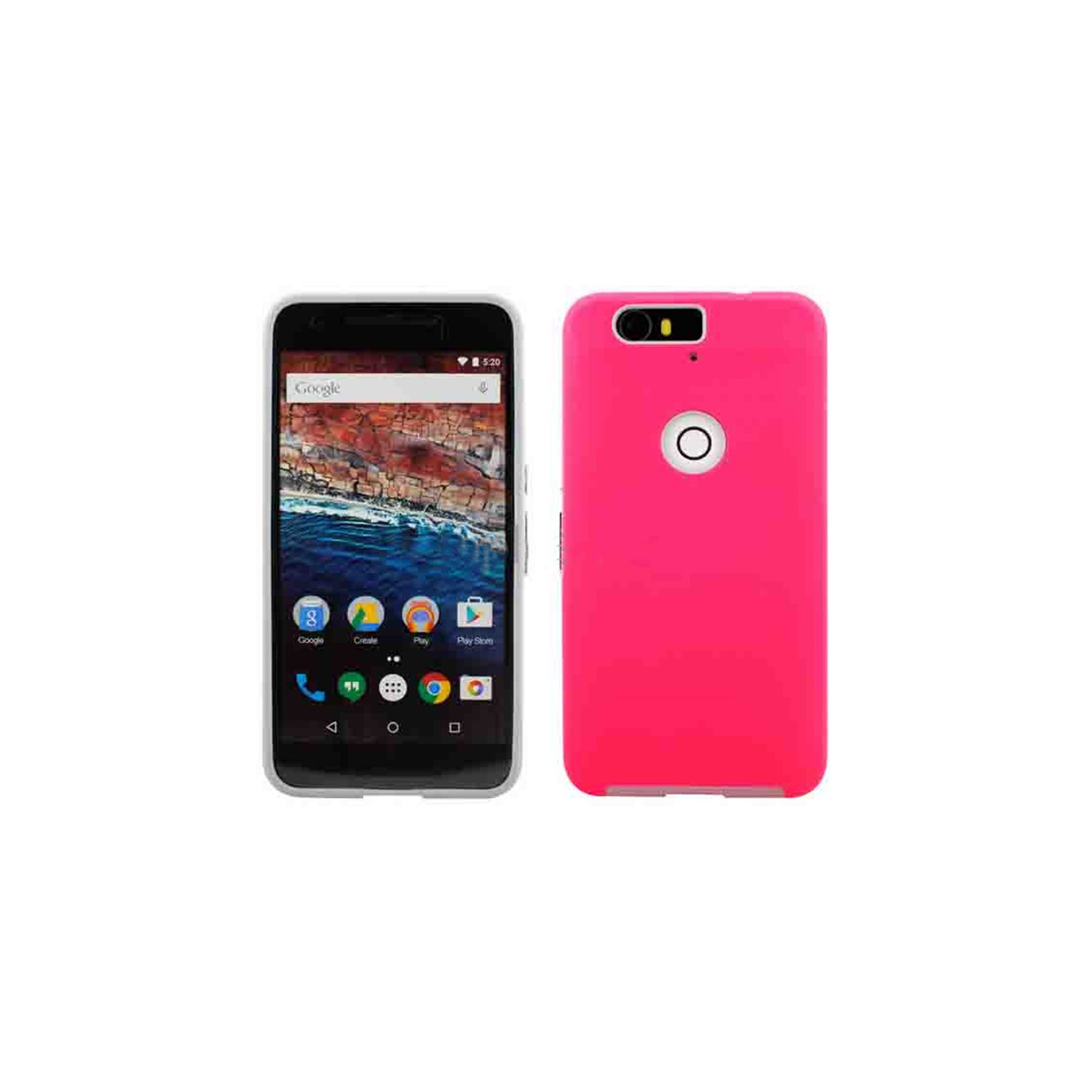 【CSmart】 Slim Fitted Hybrid Hard PC Shell Shockproof Scratch Resistant Case Cover for Huawei Nexus 6P, Hot Pink