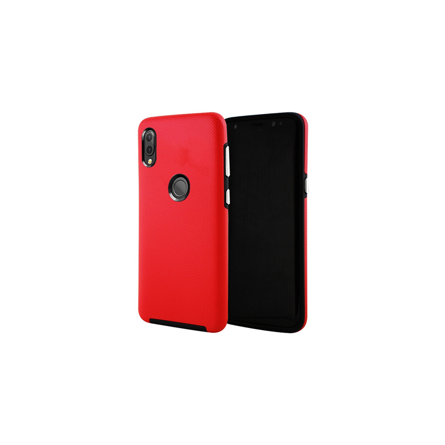 【CSmart】 Slim Fitted Hybrid Hard PC Shell Shockproof Scratch Resistant Case Cover for Huawei P20 Lite, Red