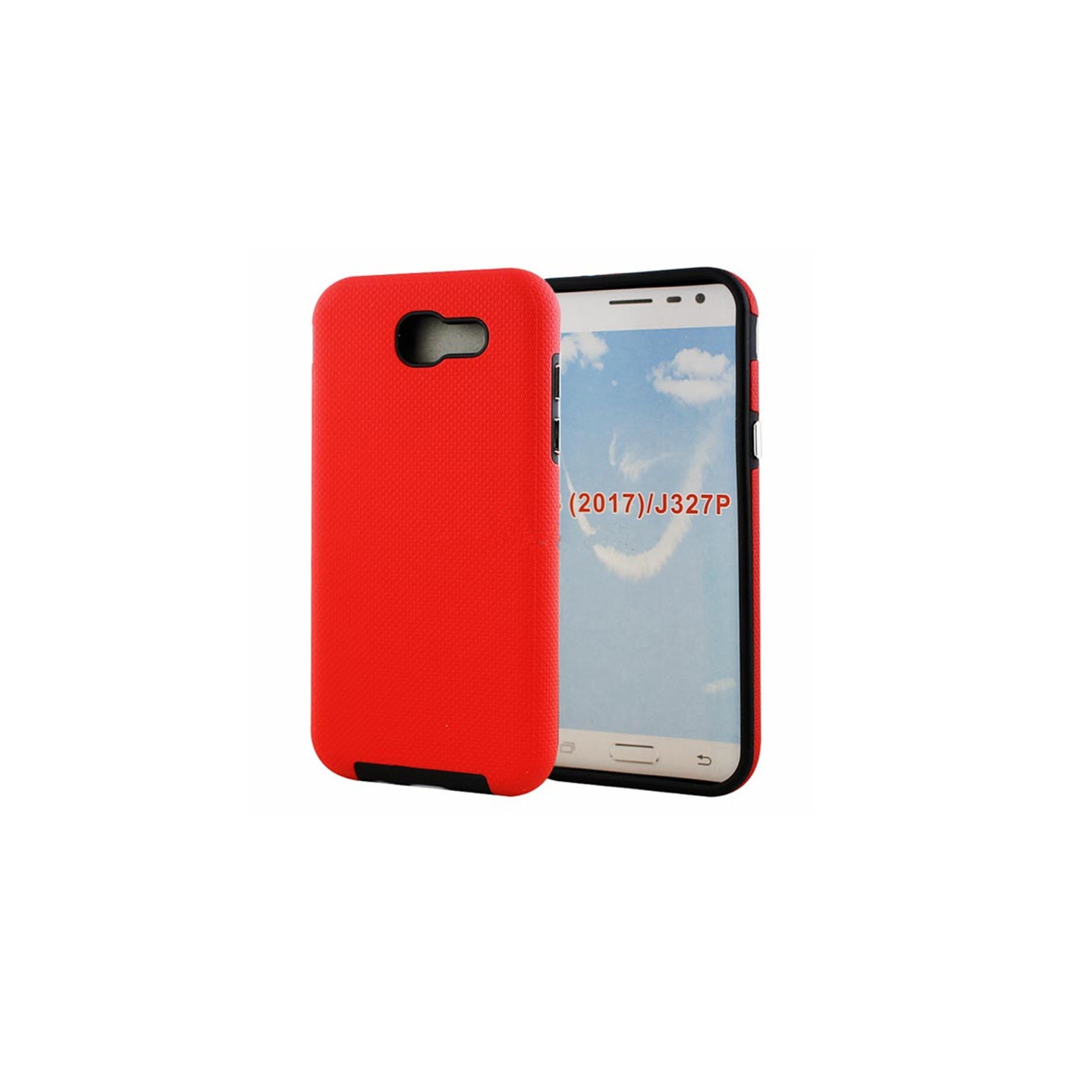 【CSmart】 Slim Fitted Hybrid Hard PC Shell Shockproof Scratch Resistant Case Cover for Samsung Galaxy J3 Prime 2017, Red