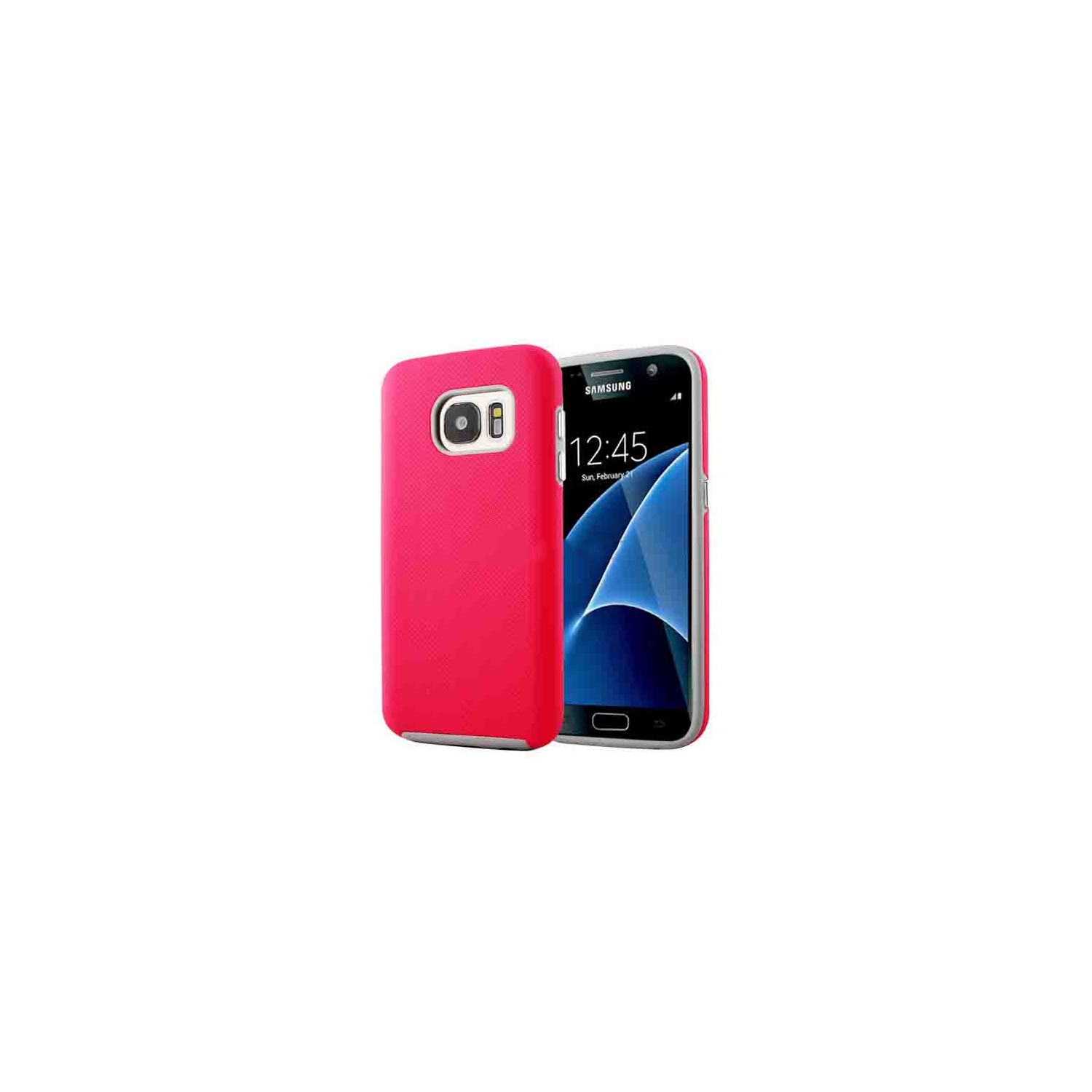 Slim Fitted Hybrid Hard PC Shell Shockproof Scratch Resistant Case Cover for Samsung Galaxy S7 (G930), Hot Pink