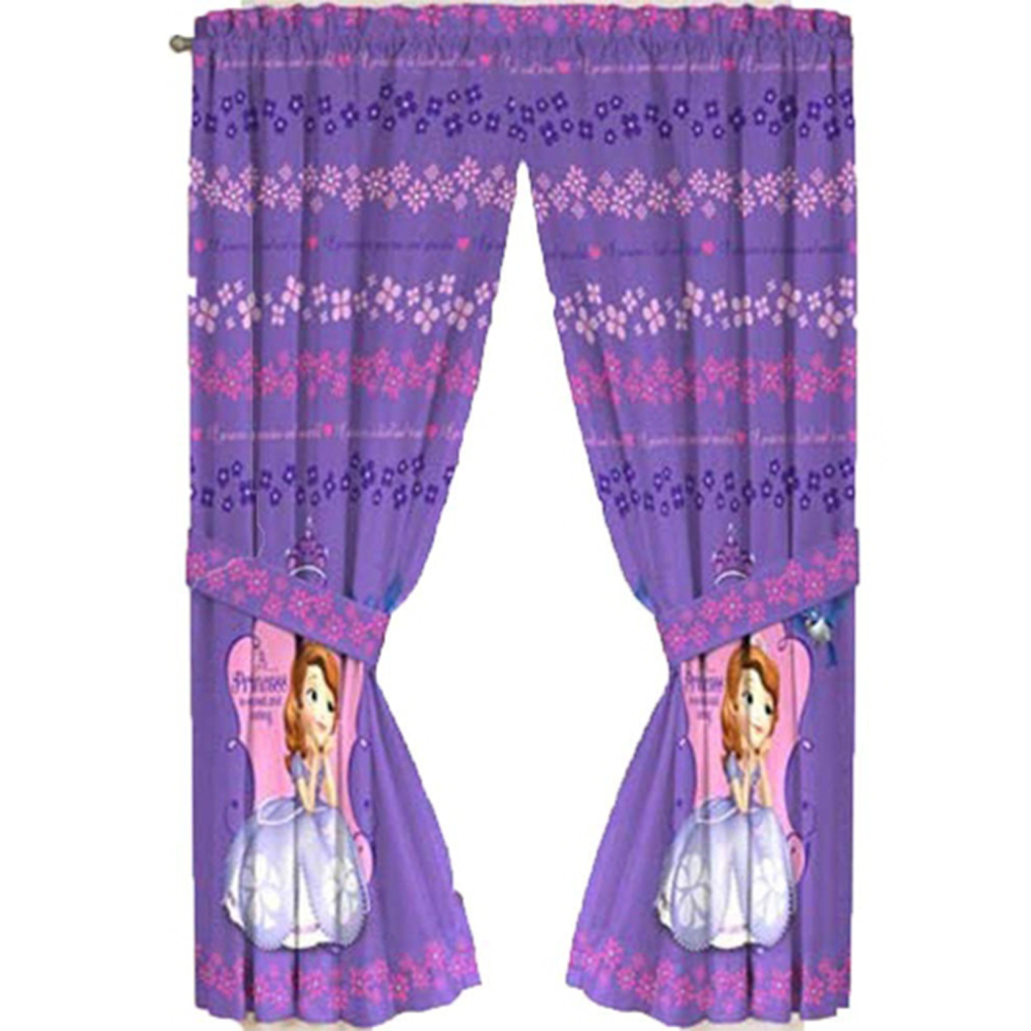 Disney Junior Sofia The First Princess Drapes Kids Window Curtains with Tie Backs- 2 Panels