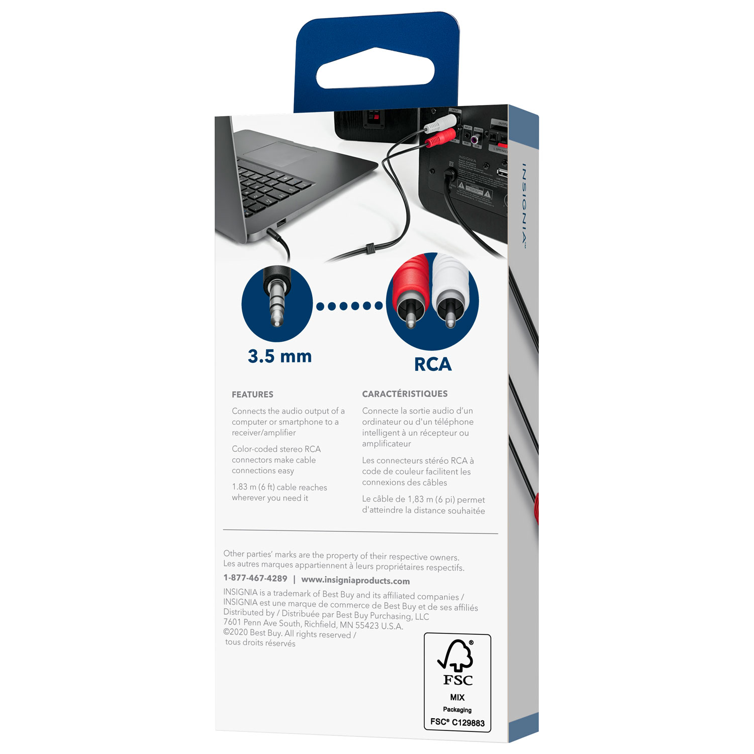 Insignia 1.8m 3.5mm to RCA Audio Cable