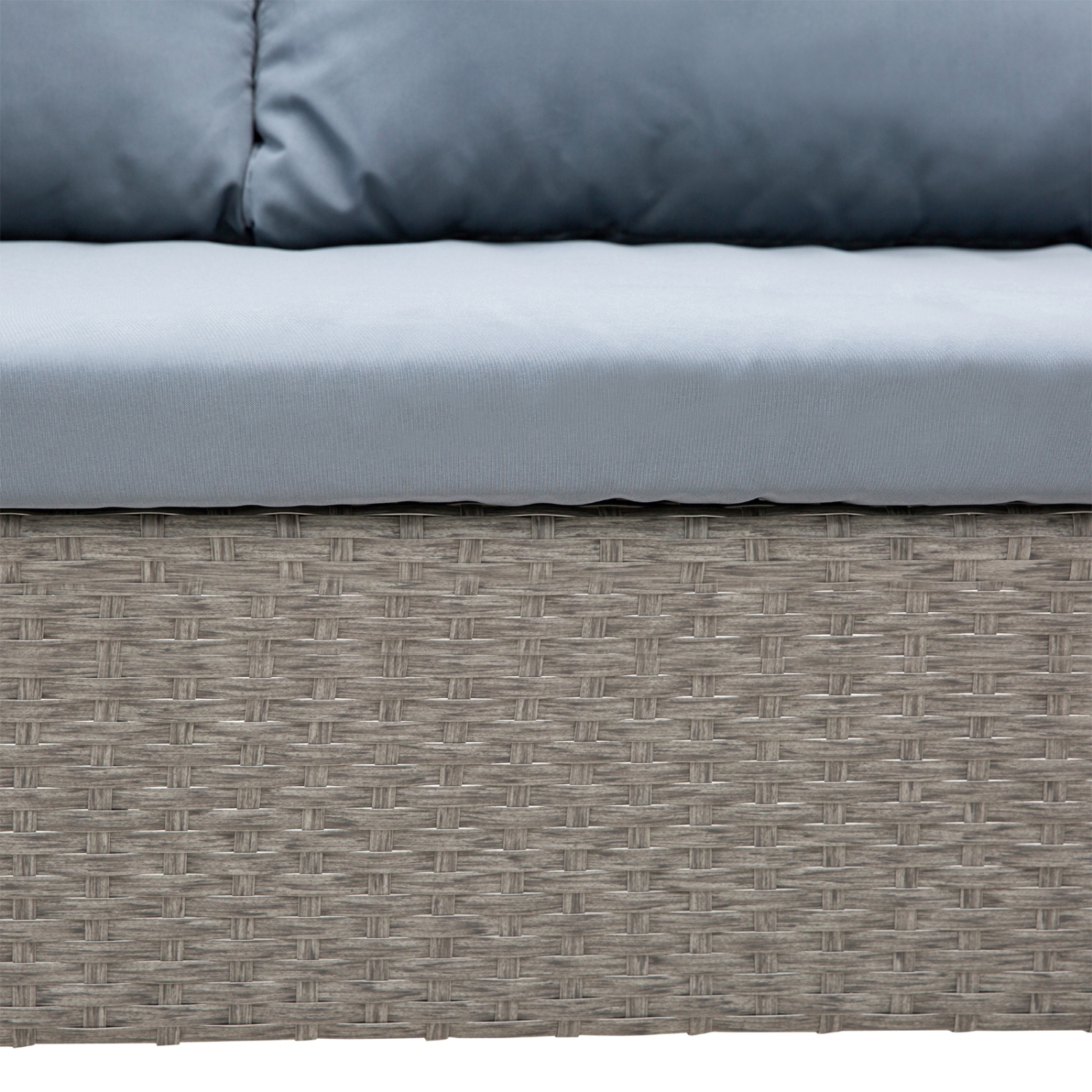 Ensemble de meubles de patio de 4 pièces Outsunny, ensemble de meubles d'extérieur en rotin avec long canapé en L, table à manger et banc pour jardin