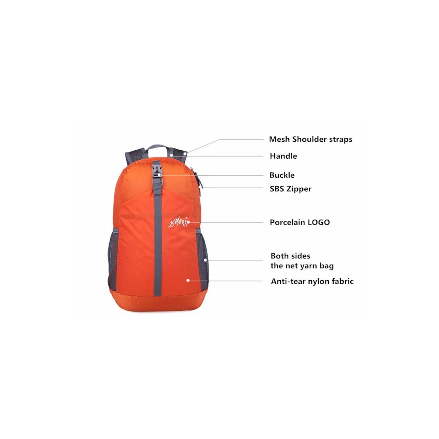 Sac à dos pliable compact léger et repliable Lifestyle de Stimula Sac de sport 20&nbsp;L résistant à l'eau - Orange