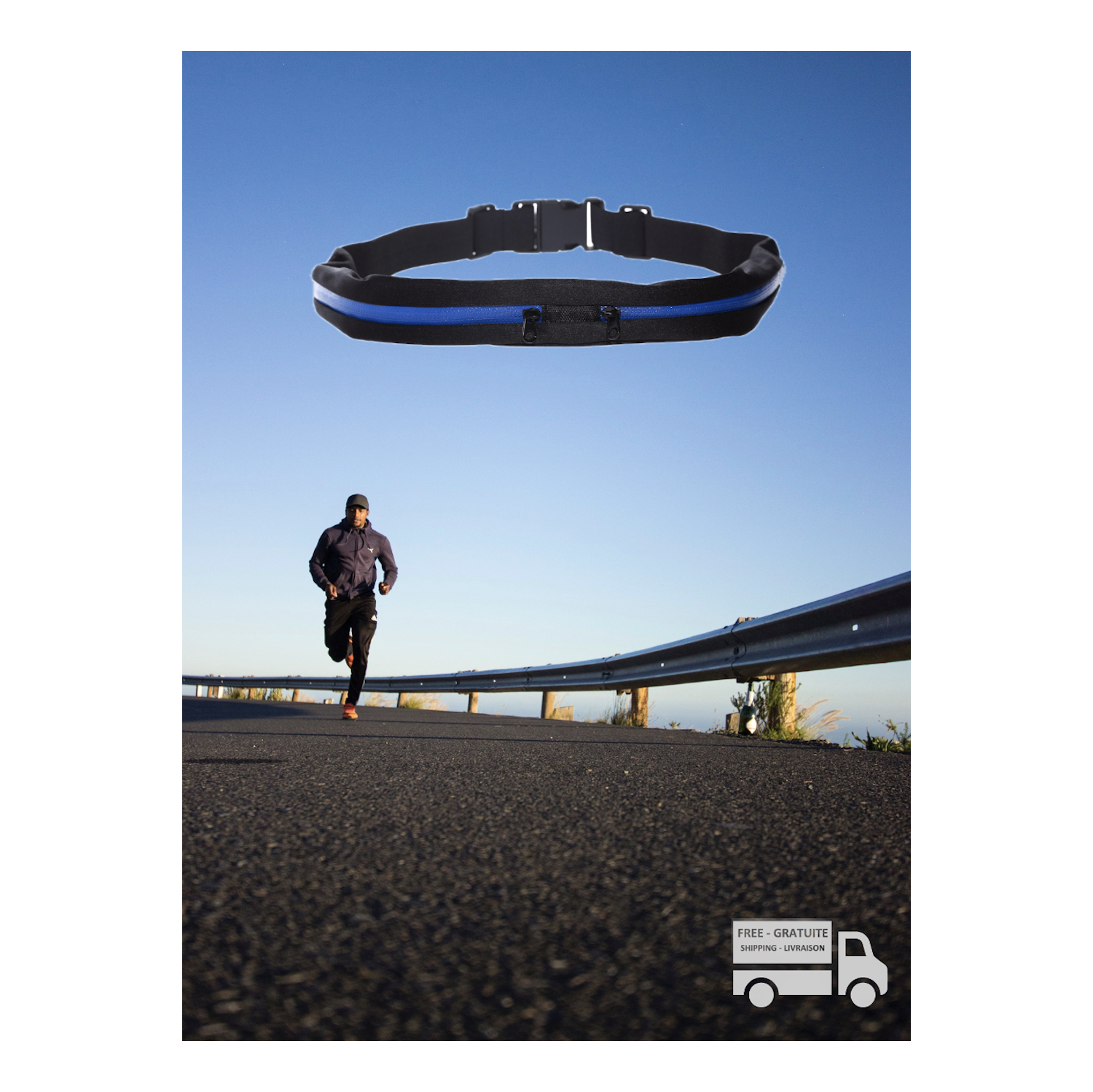 Stimula Lifestyle TOGO Sac de Sport à la Taille, Sac Banane, de Course, Voyage, d'entraînement & Pochette Apple iPhone - Bleu