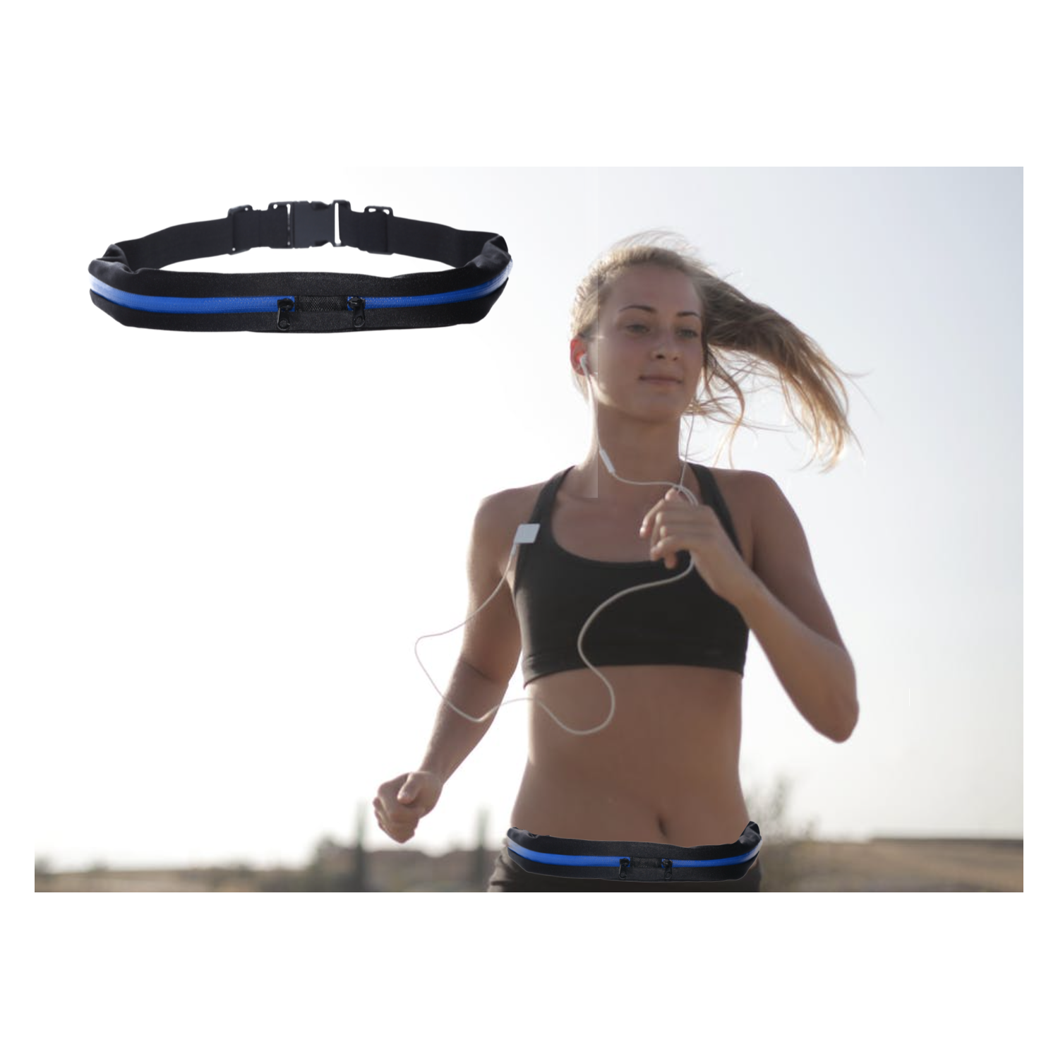 Stimula Lifestyle TOGO Sac de Sport à la Taille, Sac Banane, de Course, Voyage, d'entraînement & Pochette Apple iPhone - Bleu