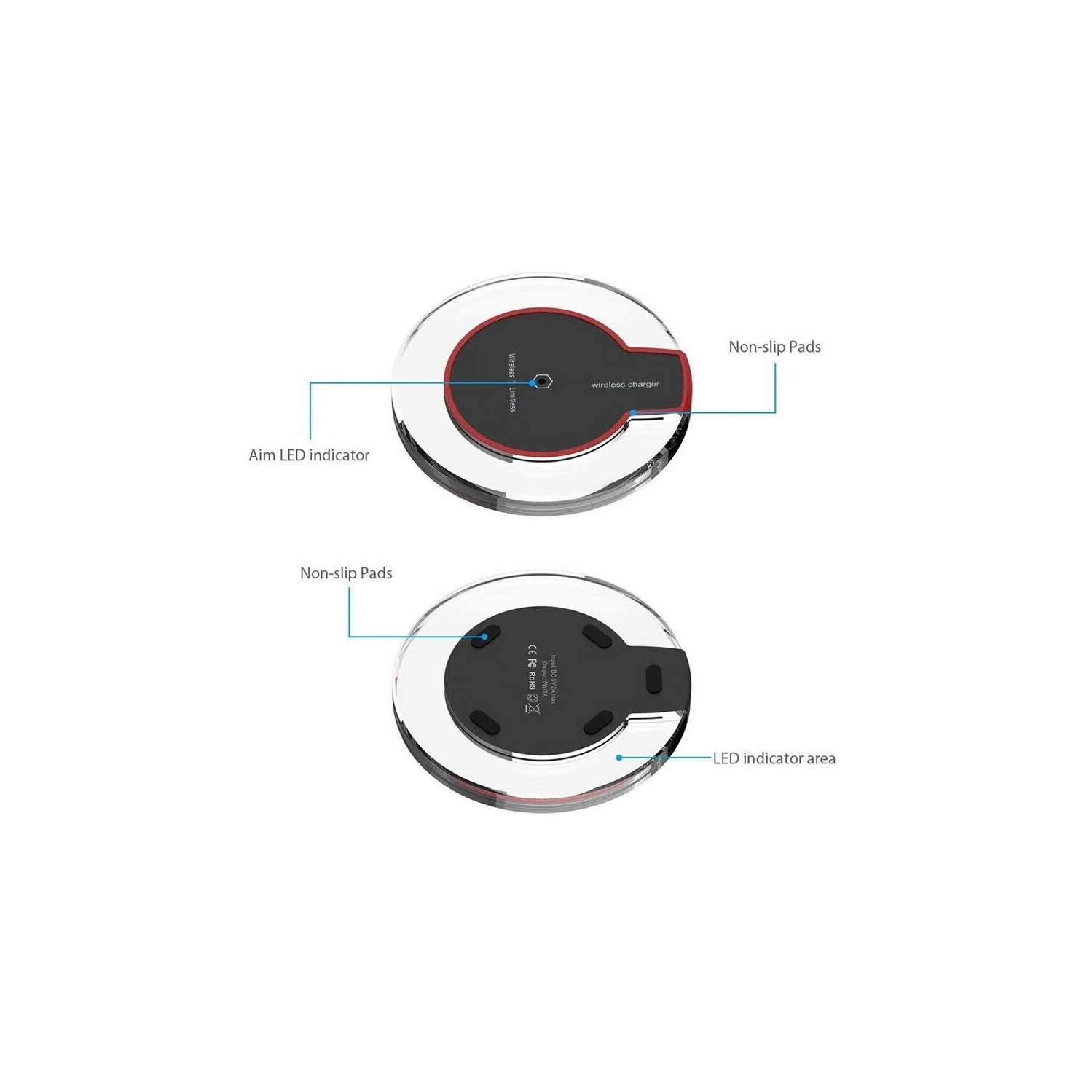 Qi Wireless Charger Slim Pad Ultrathin Fast Charging For iPhone Samsung LG Huawei