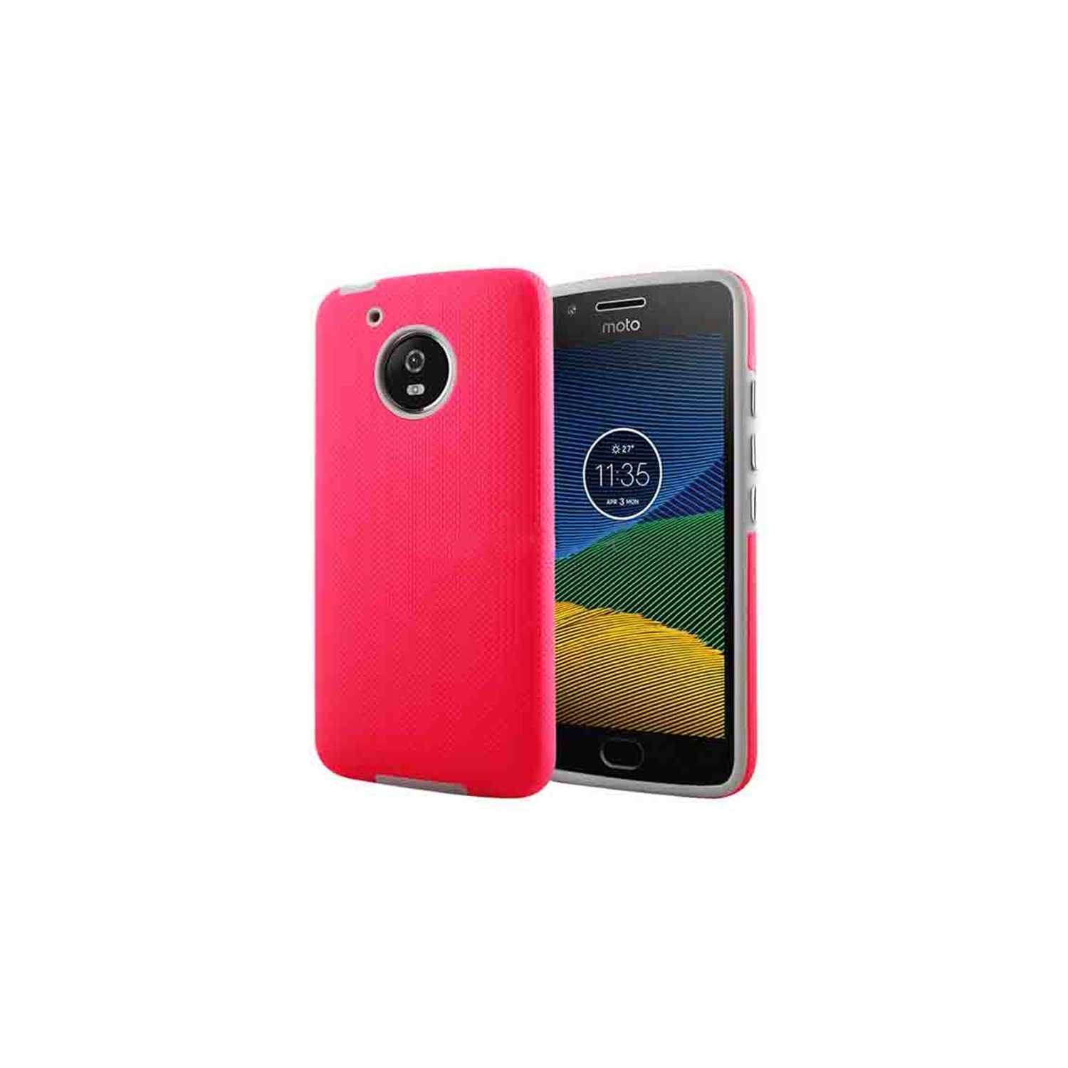 【CSmart】 Slim Fitted Hybrid Hard PC Shell Shockproof Scratch Resistant Case Cover for Motorola Moto G5, Hot Pink