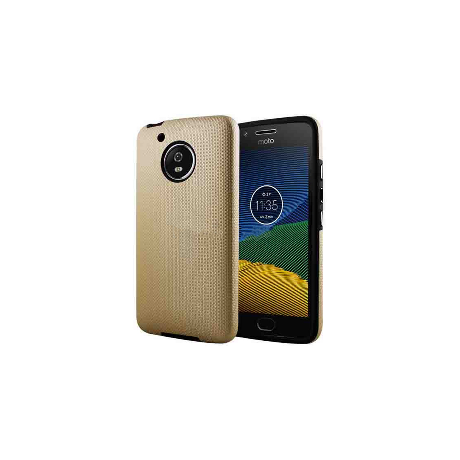 【CSmart】 Slim Fitted Hybrid Hard PC Shell Shockproof Scratch Resistant Case Cover for Motorola Moto Z3 Play, Gold