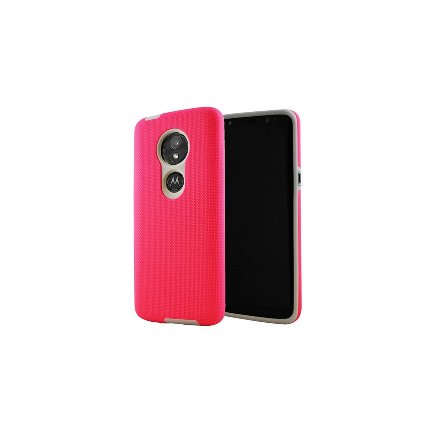 【CSmart】 Slim Fitted Hybrid Hard PC Shell Shockproof Scratch Resistant Case Cover for Motorola Moto G7 Play, Hot Pink