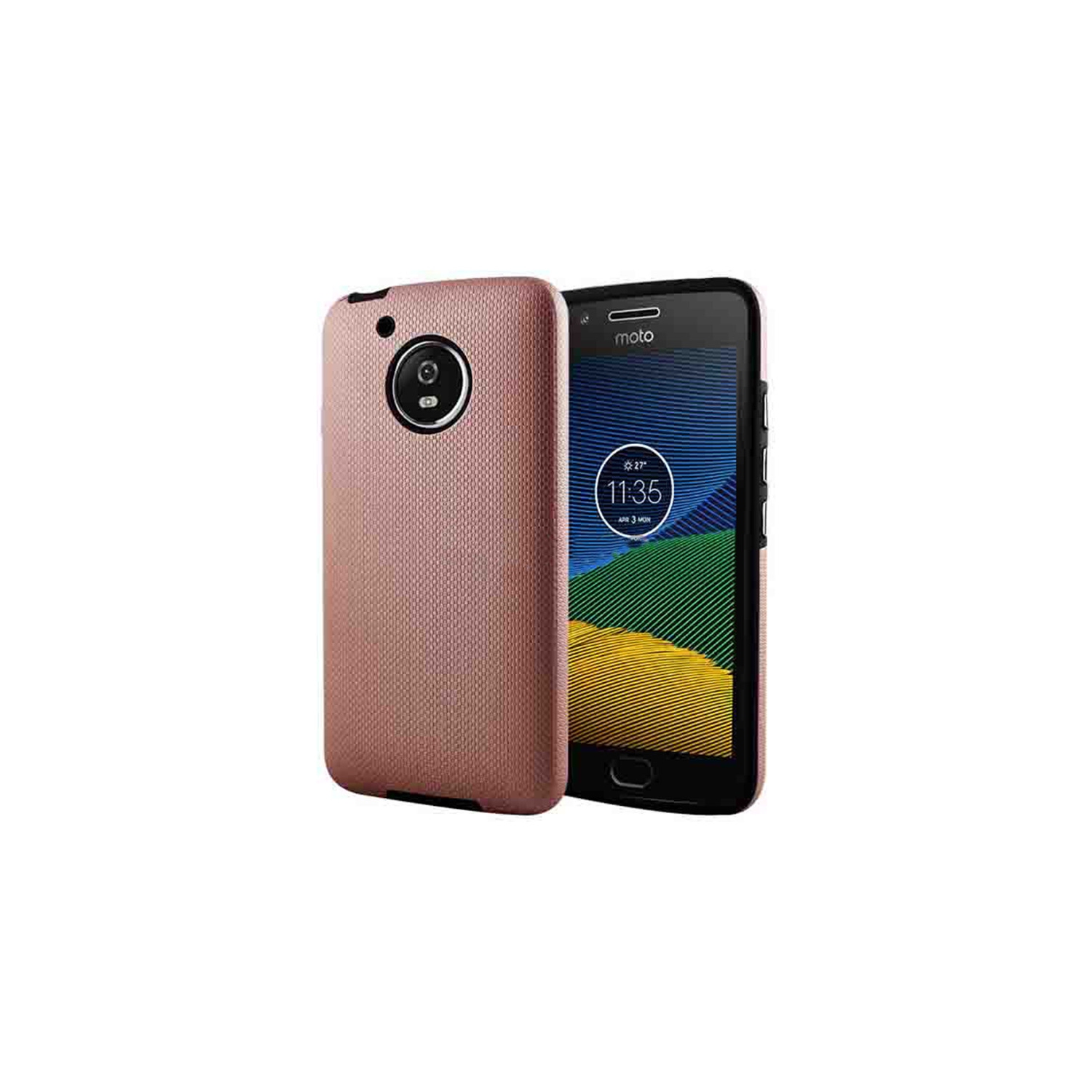 【CSmart】 Slim Fitted Hybrid Hard PC Shell Shockproof Scratch Resistant Case Cover for Motorola Moto Z3 Play, Rose Gold