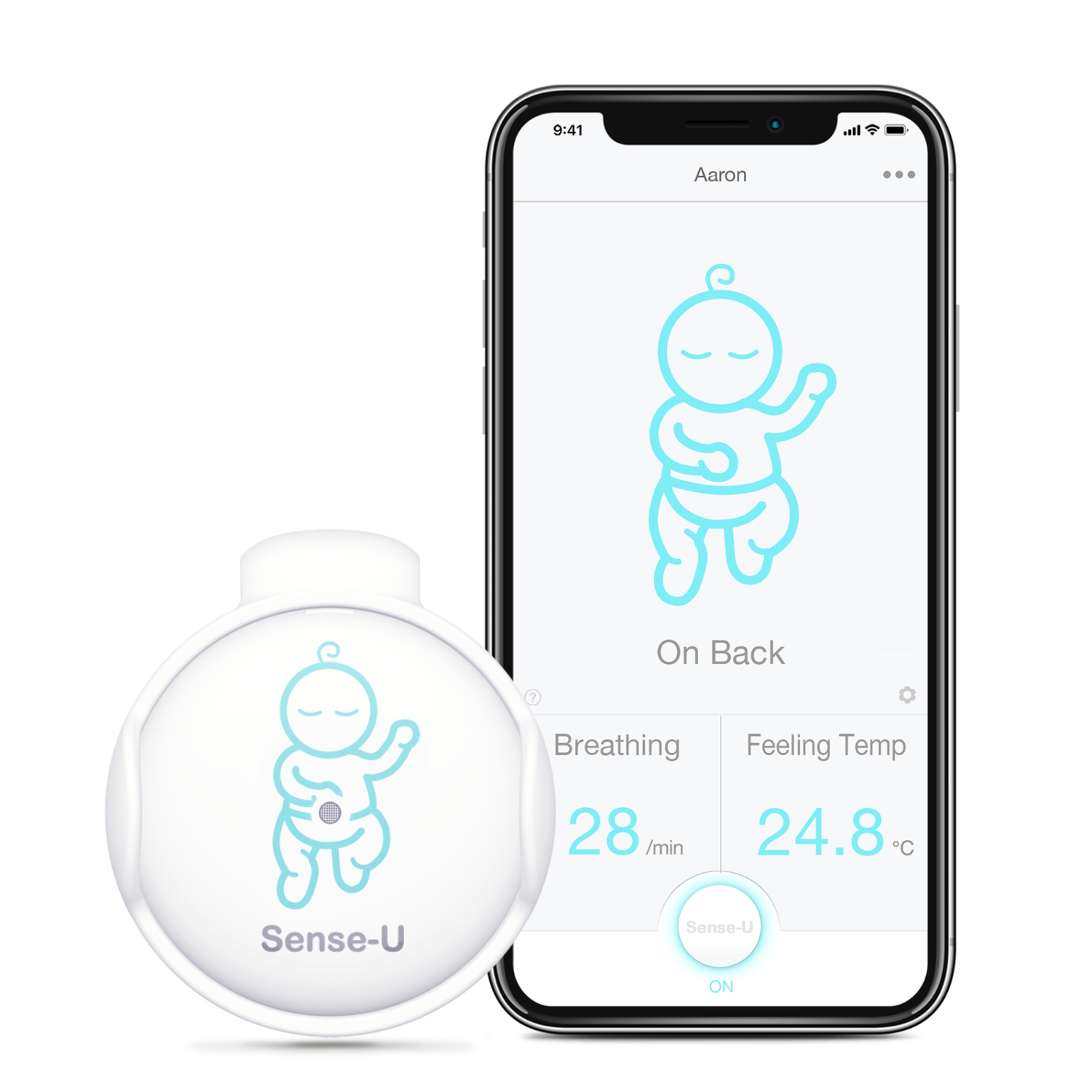 Sense-U Baby Breathing Monitor - Tracks Baby's Breathing Movement, Temperature, Rollover and Sleeping Position for Baby Safety with Audio Alarm on Smartphones