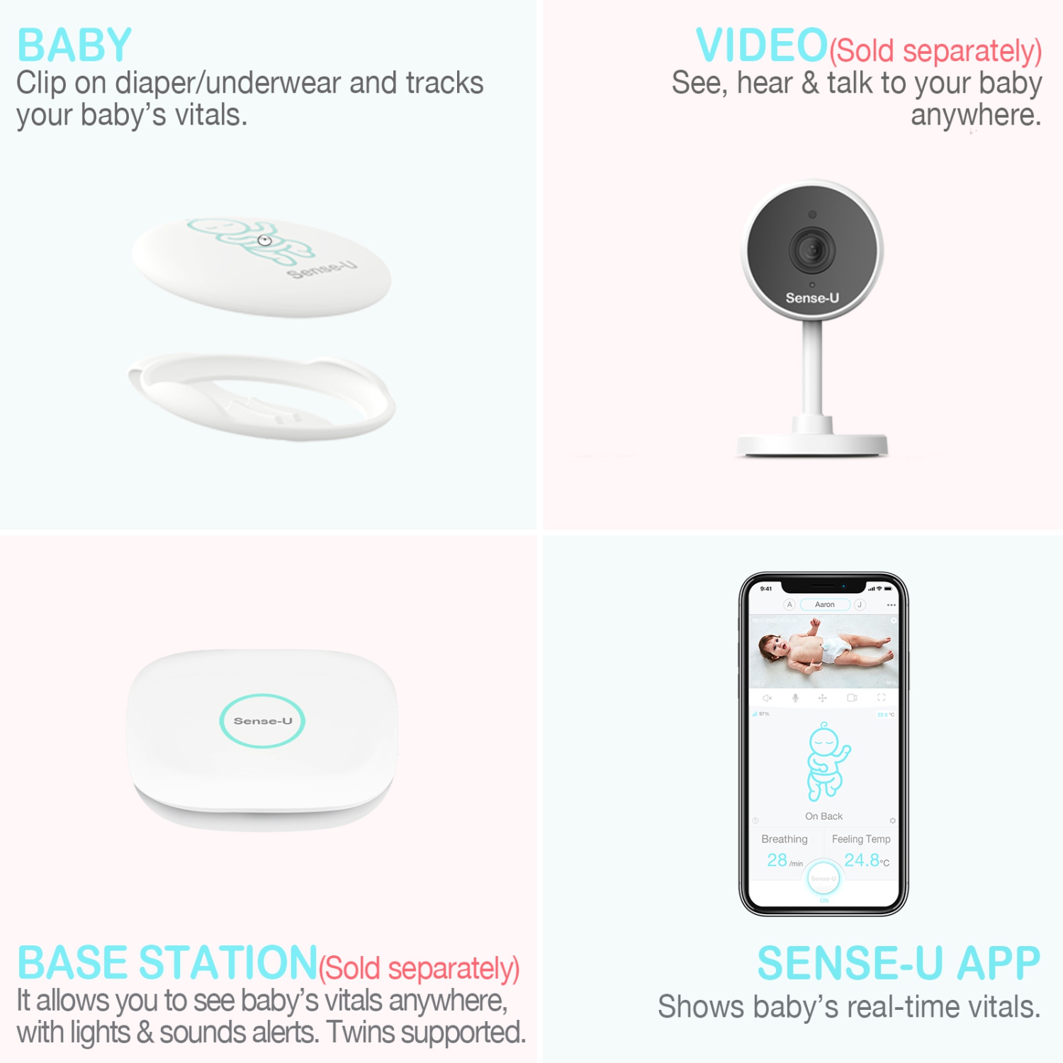 Sense-U Baby Breathing Monitor - Tracks Baby's Breathing