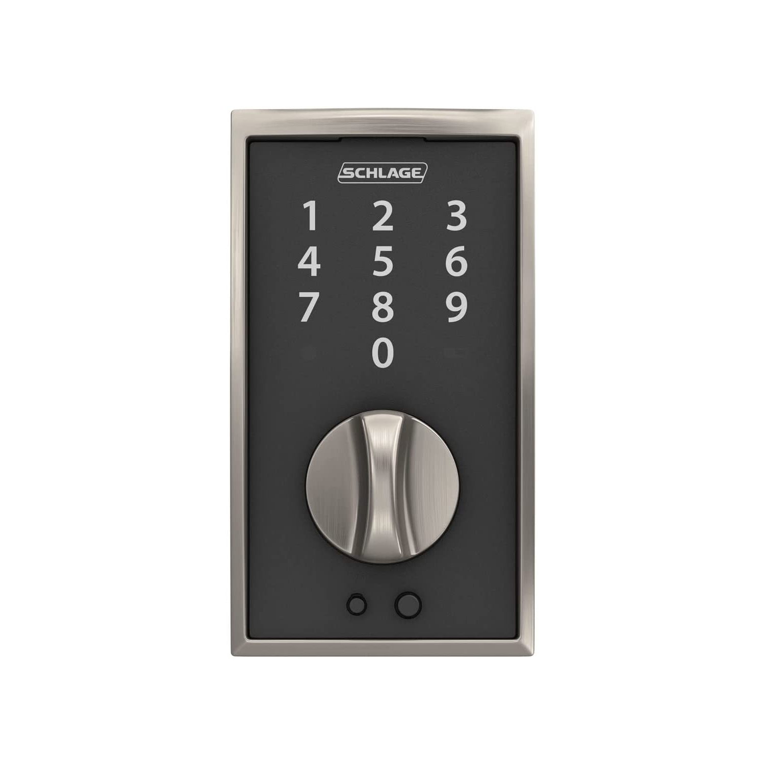 Schlage Touchscreen Deadbolt Century Escutcheon Satin Nickel