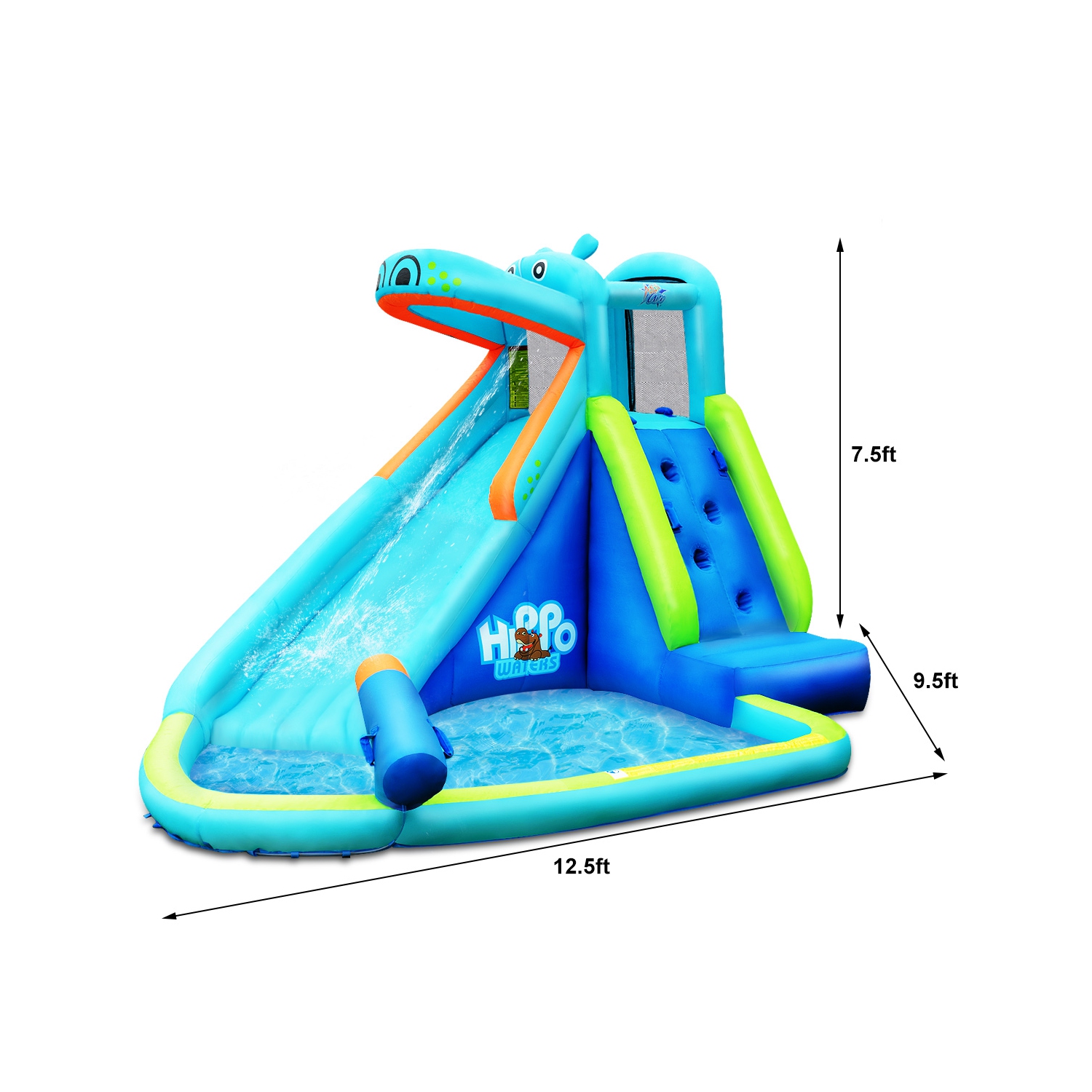 Aire de jeu aquatique gonflable Costway avec gonfleur 740W – Hippo