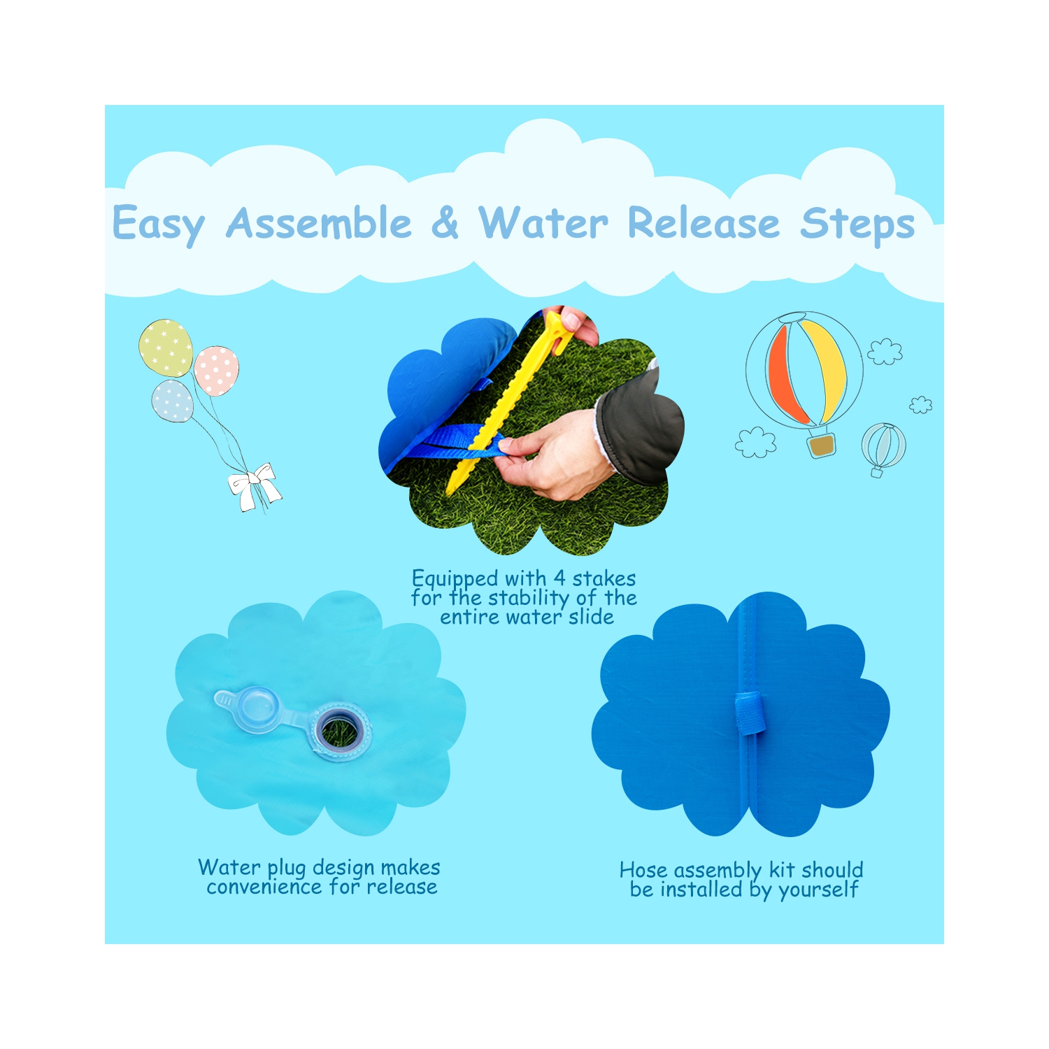 Aire de jeu aquatique gonflable Costway avec gonfleur 740W – Hippo