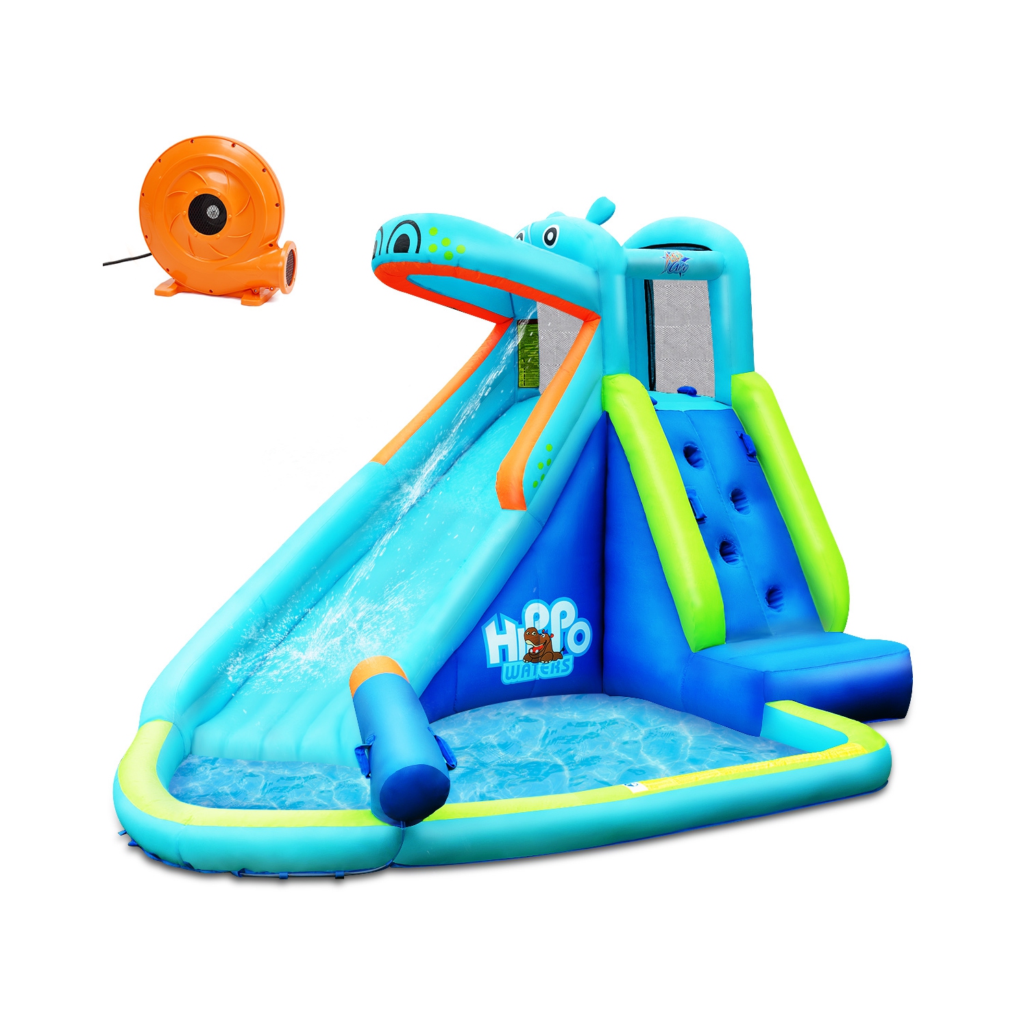 Aire de jeu aquatique gonflable Costway avec gonfleur 740W – Hippo