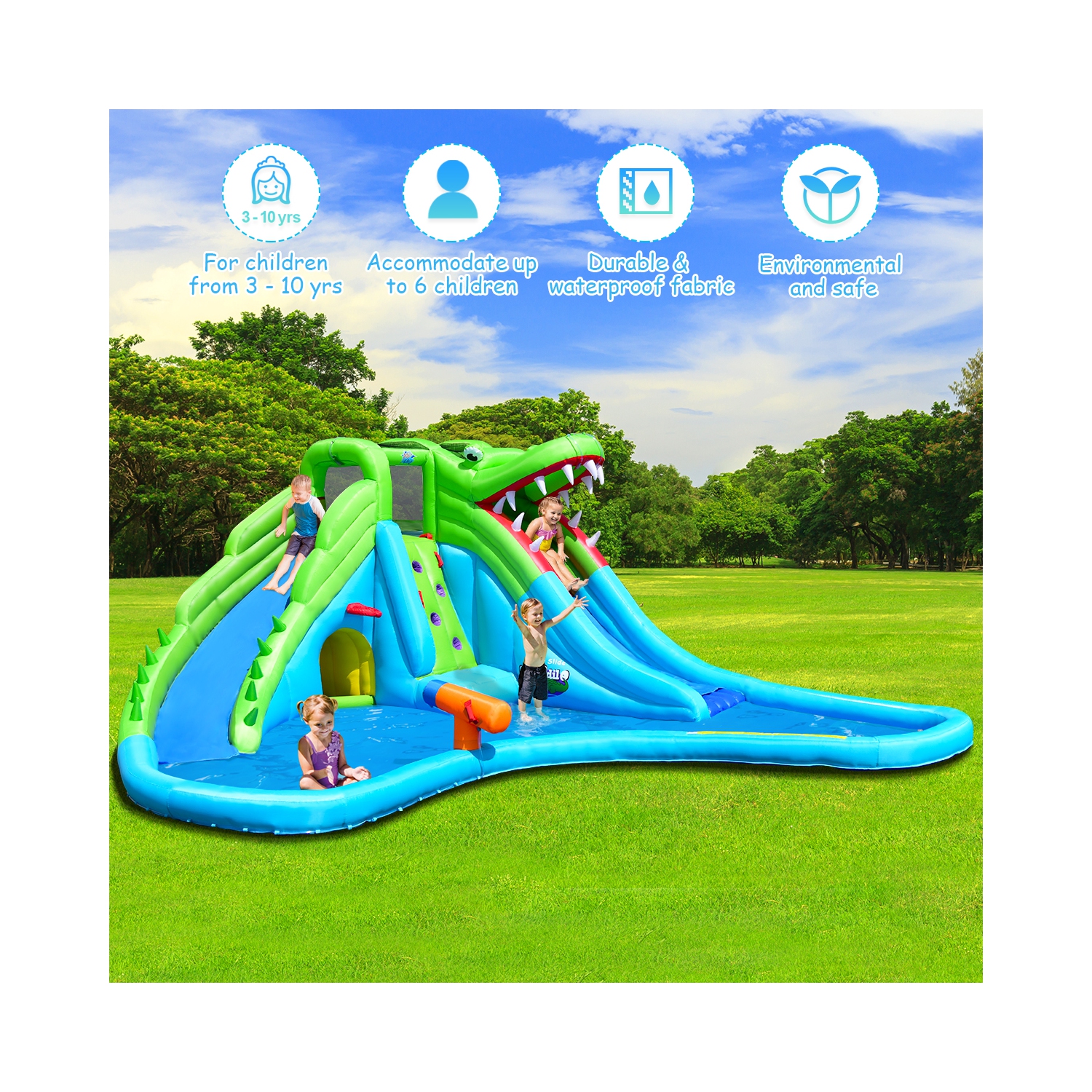 Aire de jeu aquatique gonflable Costway – Crocodile