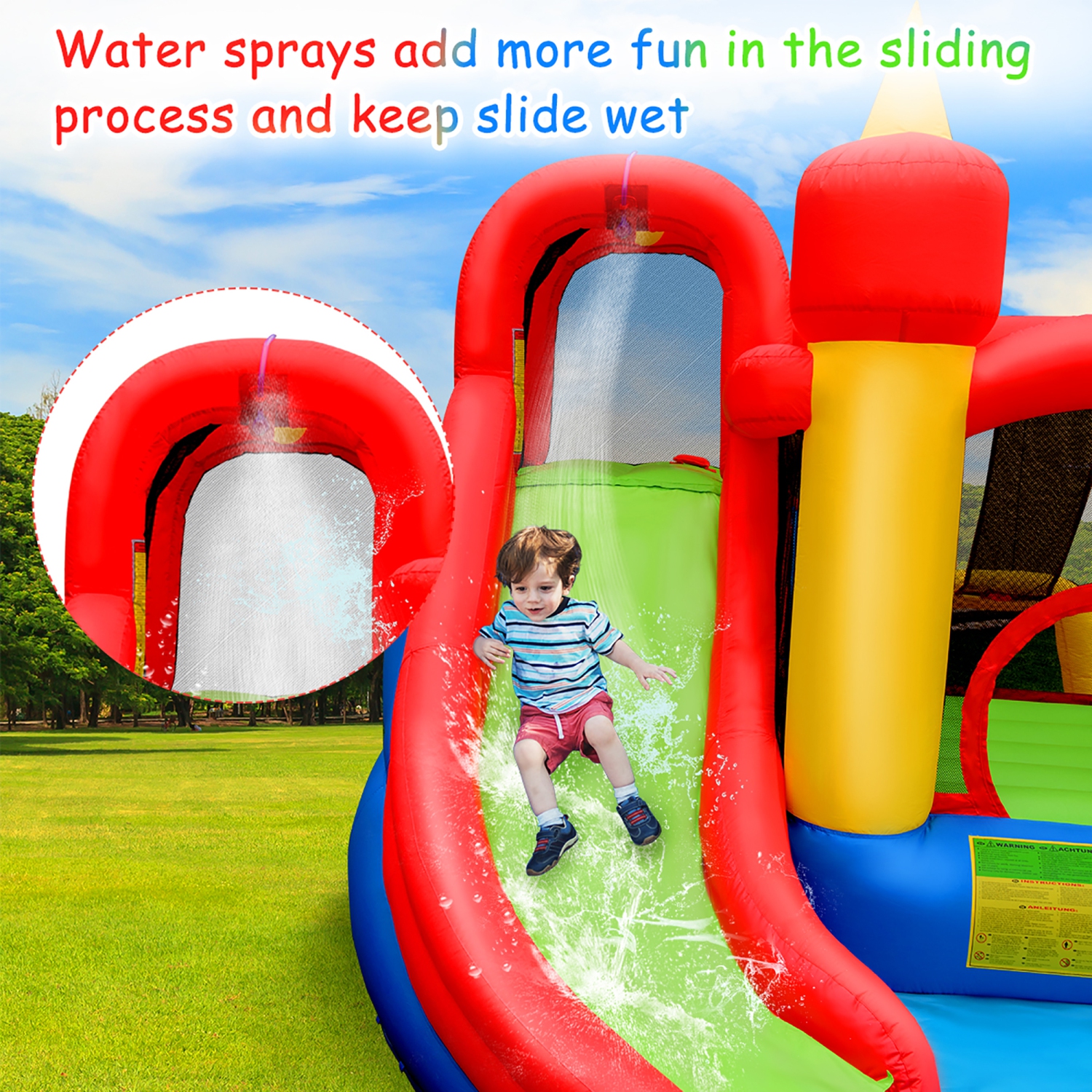 Costway Inflatable Water Slide Jumping Bounce House Bouncy Splash