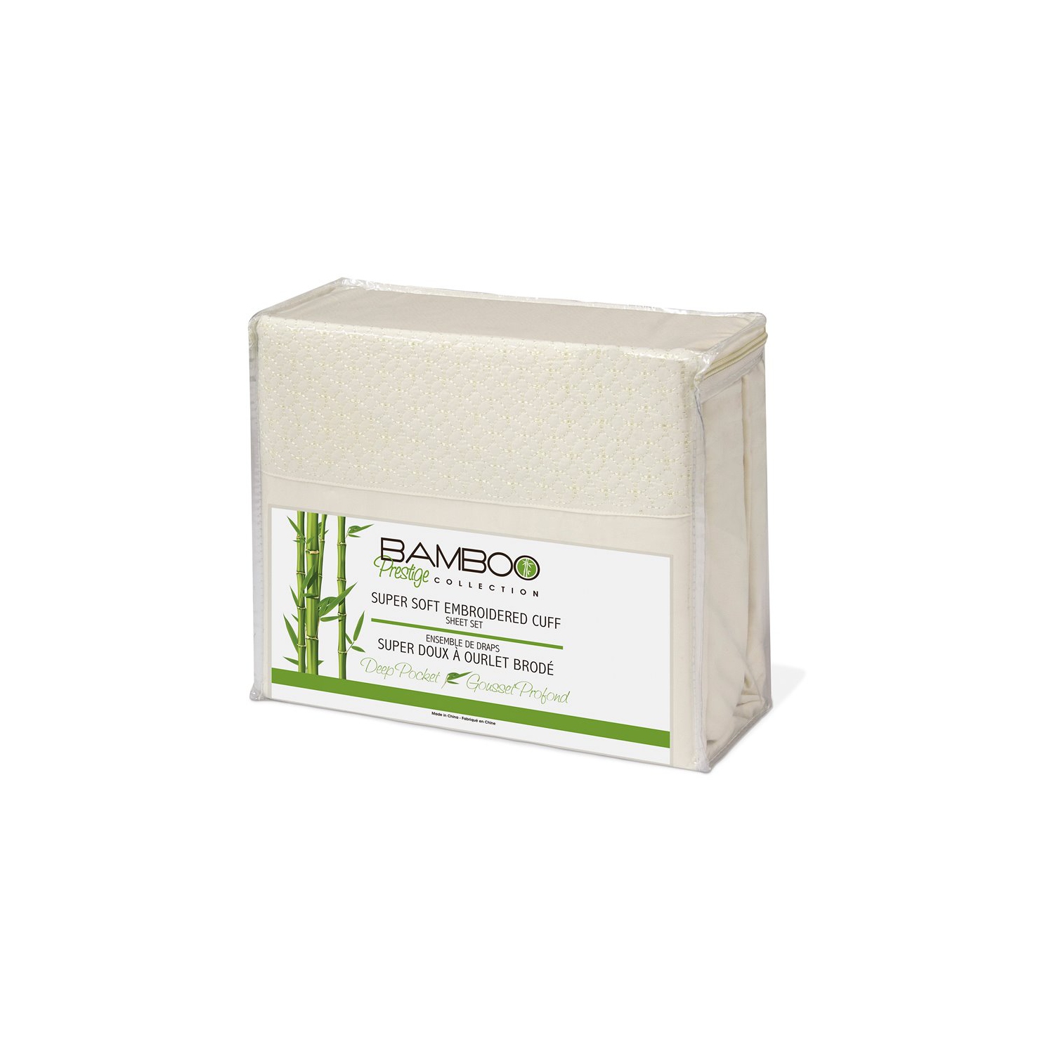 Sheet Set Emb. 4Pcs Solid Q Ivory