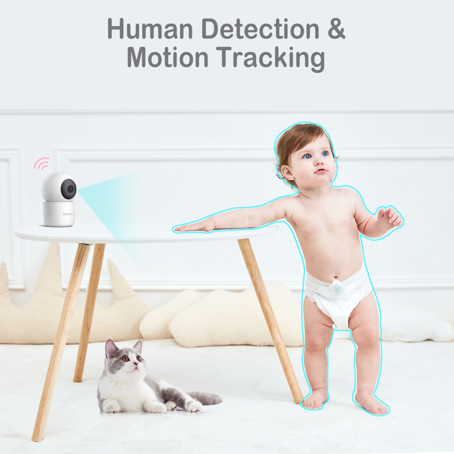 Sense-U Smart Baby Monitor 3+2K Remote PTZ Camera, Video Baby