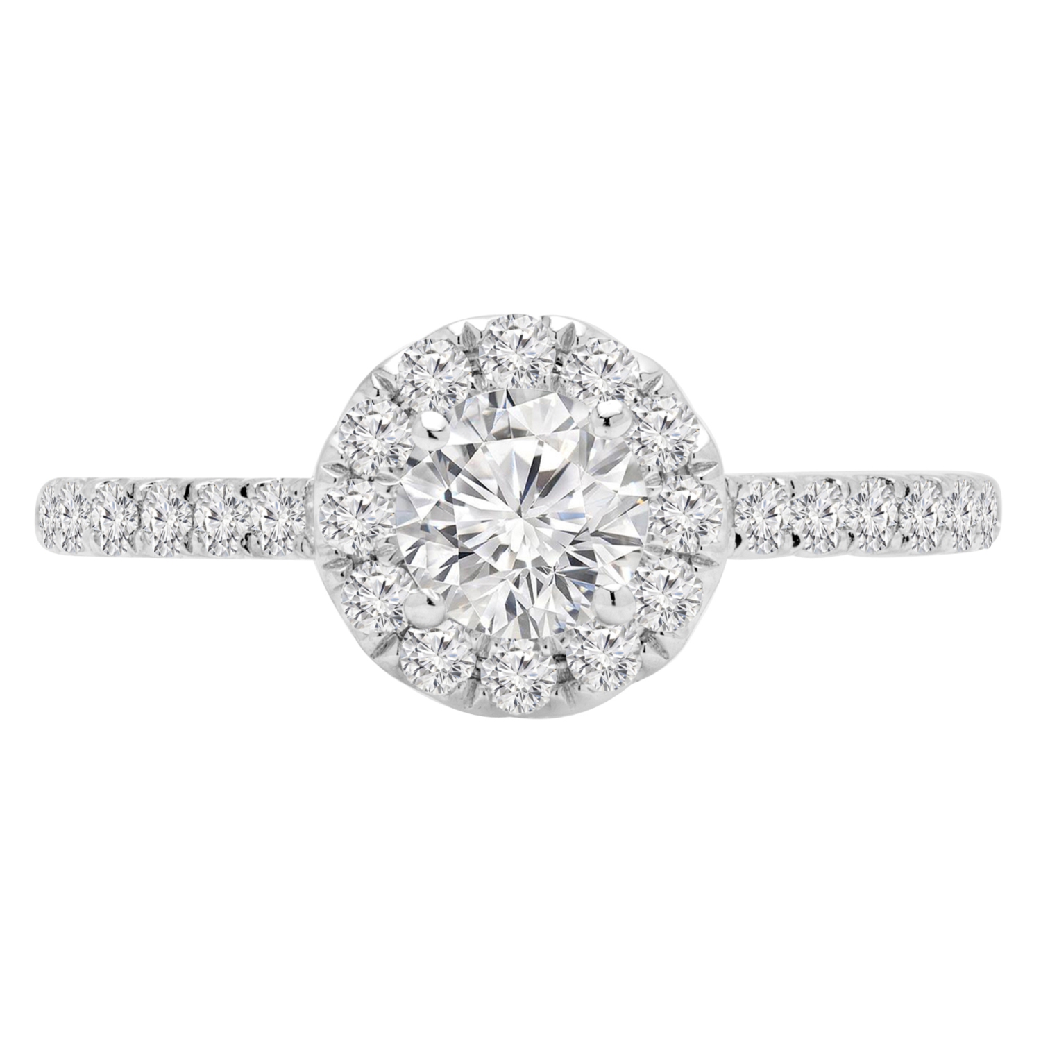 4/5 CTW Round Diamond Cathedral Halo Engagement Ring in 14K White Gold with Accents (MD200121) - Size 4 to 9