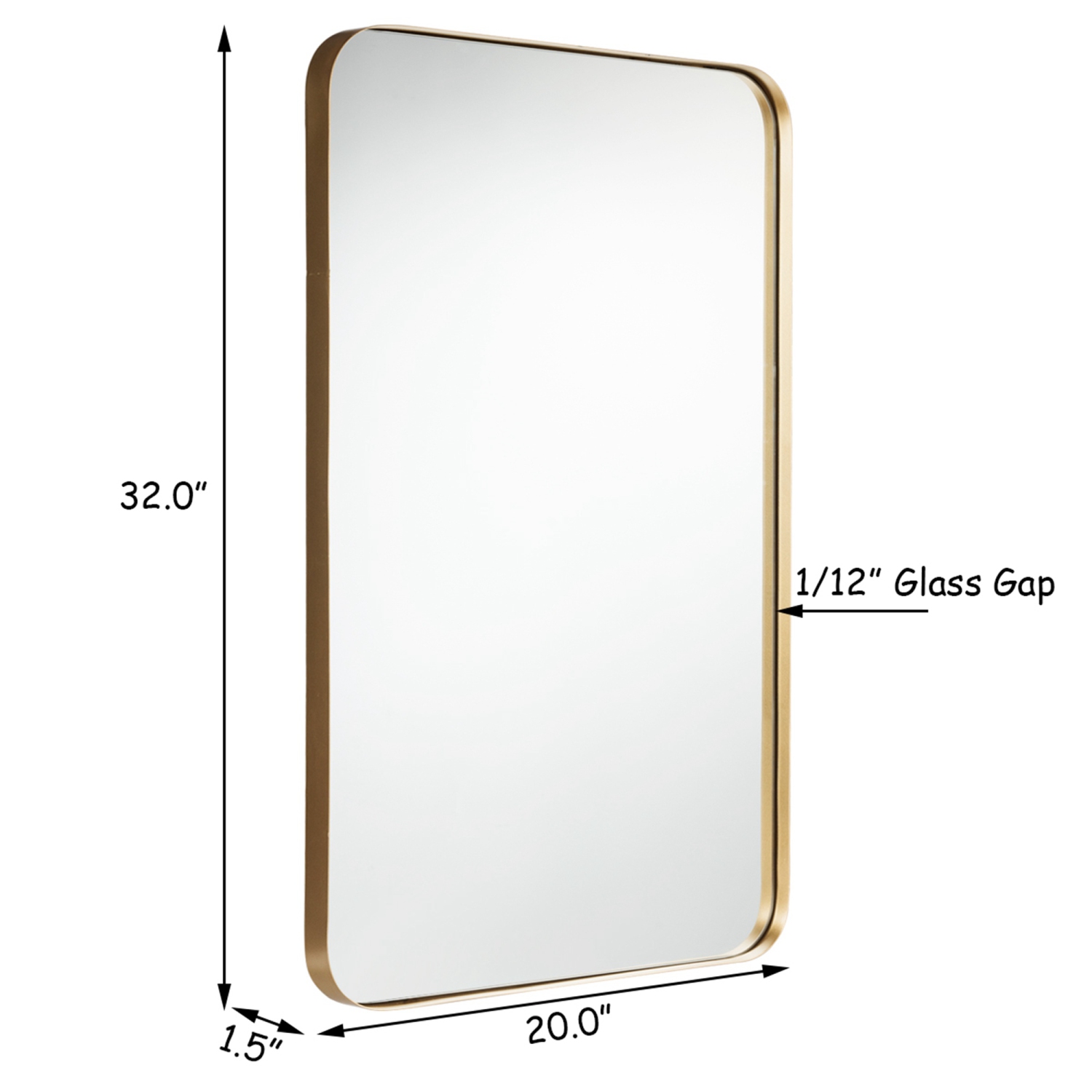 Costway 32''x20'' Wall-Mounted Rectangle Mirror Metal Frame Bathroom Entryway Gold