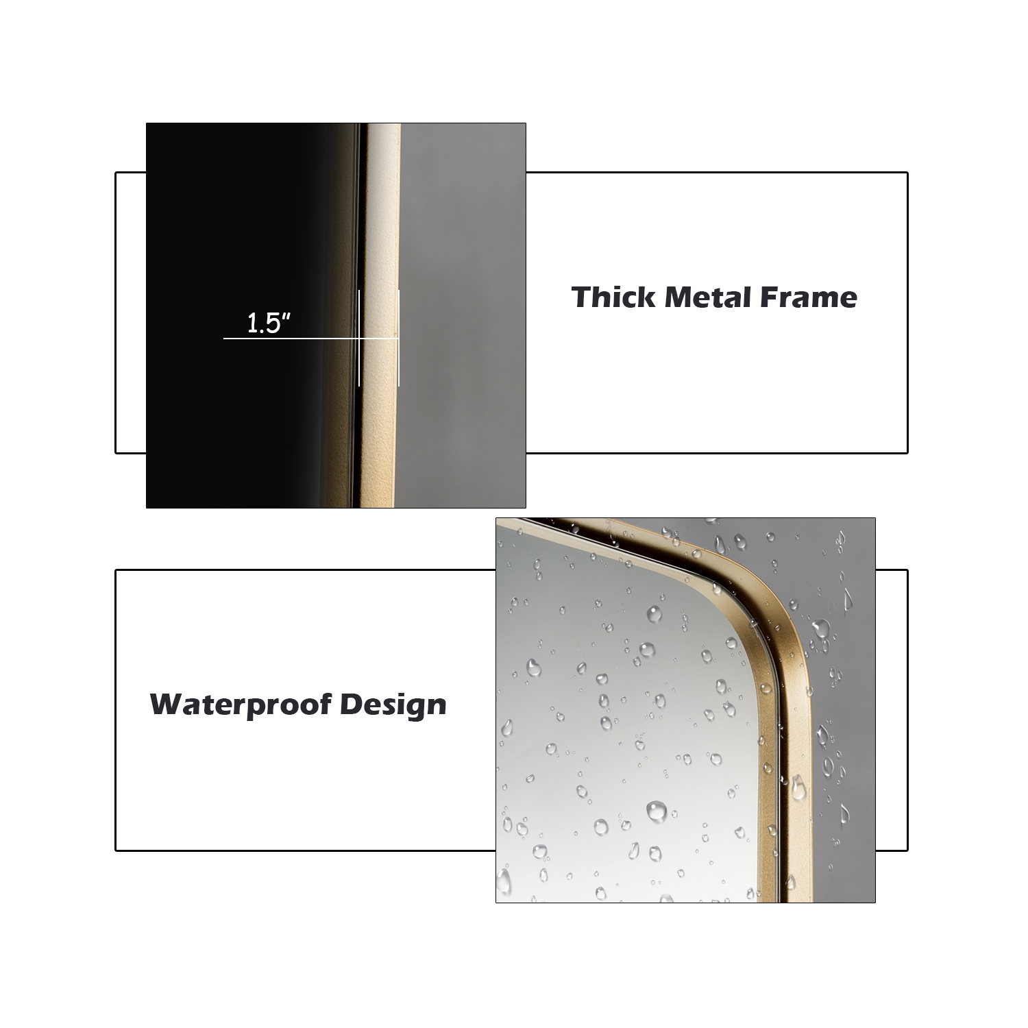 Costway 32''x20'' Wall-Mounted Rectangle Mirror Metal Frame Bathroom Entryway Gold