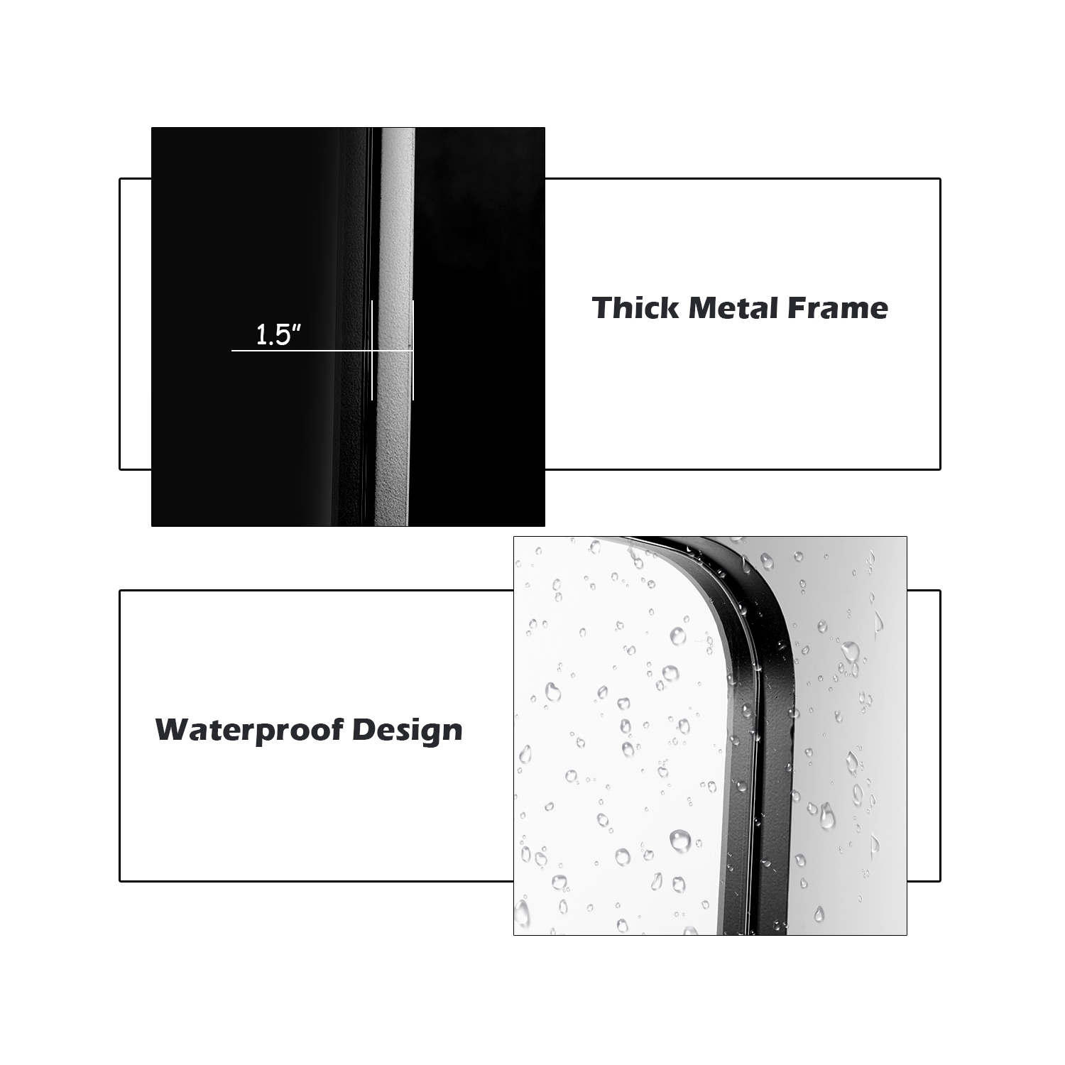 Costway 32''x20'' Wall-Mounted Rectangle Mirror Metal Frame Bathroom Entryway Black