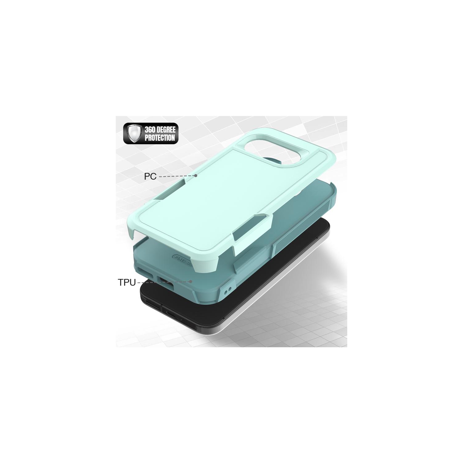 TopSave – Nouveau style Matt Polish PC+TPU 2-en-1, mince, antichoc, robuste, étui protecteur Armor pour Google Pixel 9a 6,3&nbsp;po 5G, sarcelle