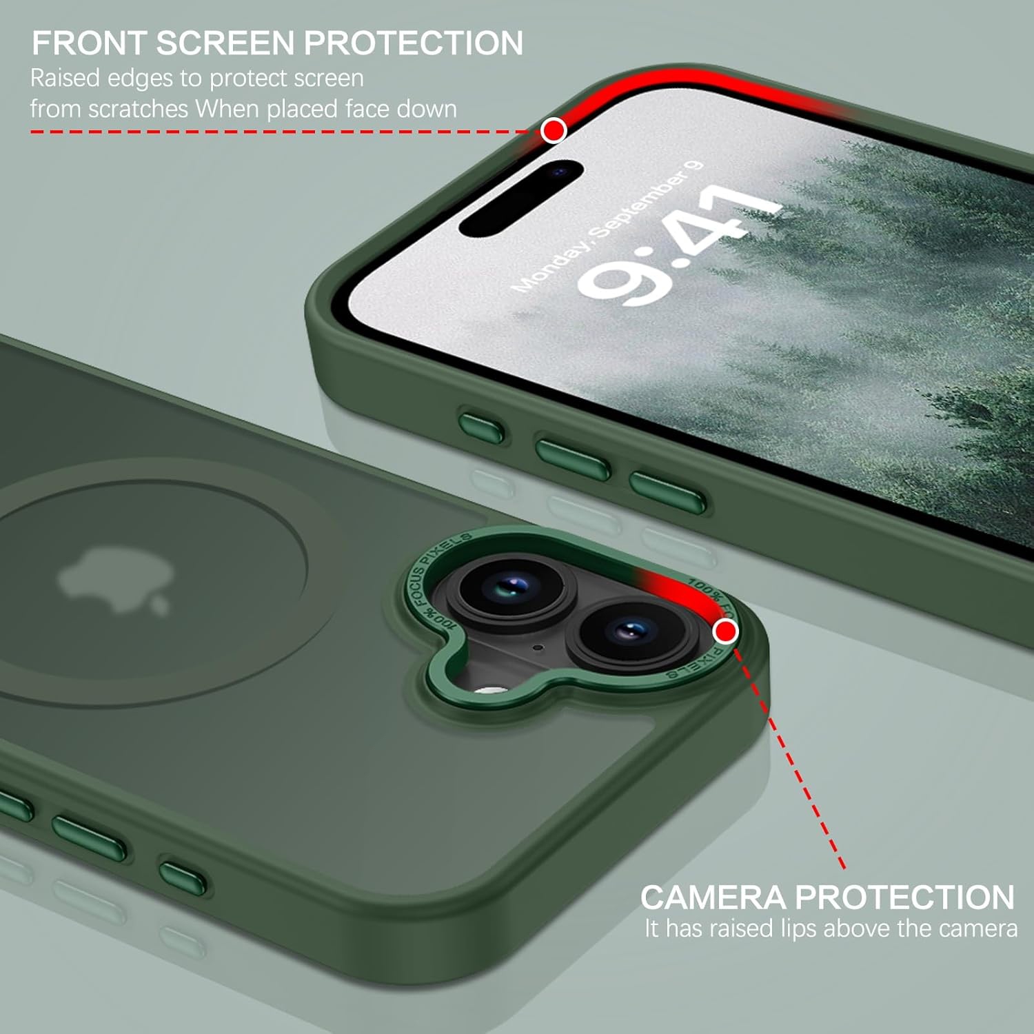 TopSave Strong Magnetic Compatible with MagSafe, Translucent Matte Slim Protective Case with Raised Camera Lens and Metallic Trim For iPhone 16 Plus,