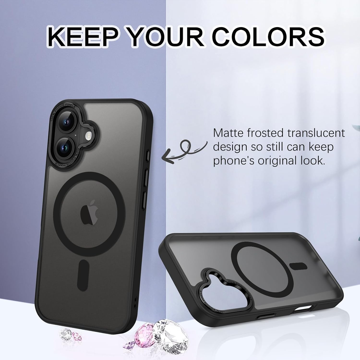 TopSave Strong Magnetic Compatible with MagSafe, Translucent Matte Slim Protective Case with Raised Camera Lens and Metallic Trim For iPhone 16 Plus,