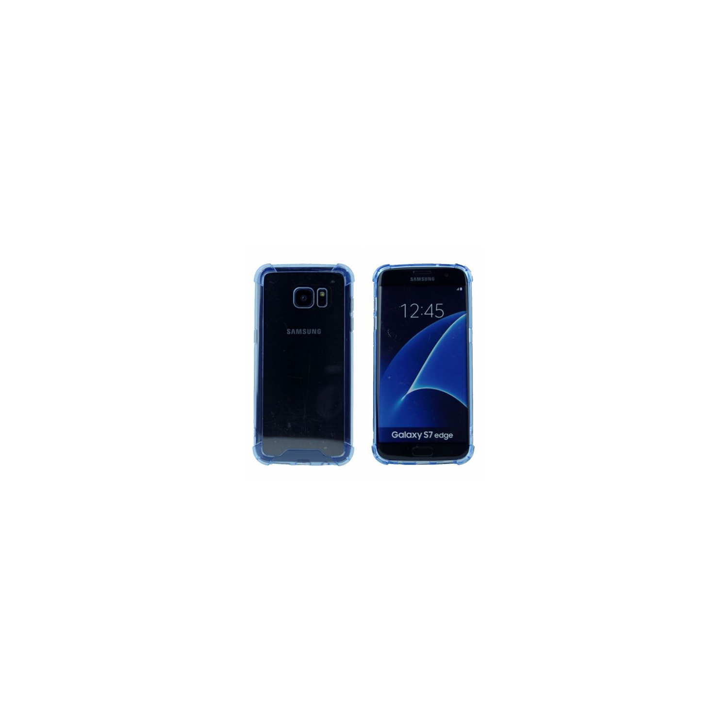 Coque rigide transparente transparente TPU pour Samsung S7 Edge, bleu